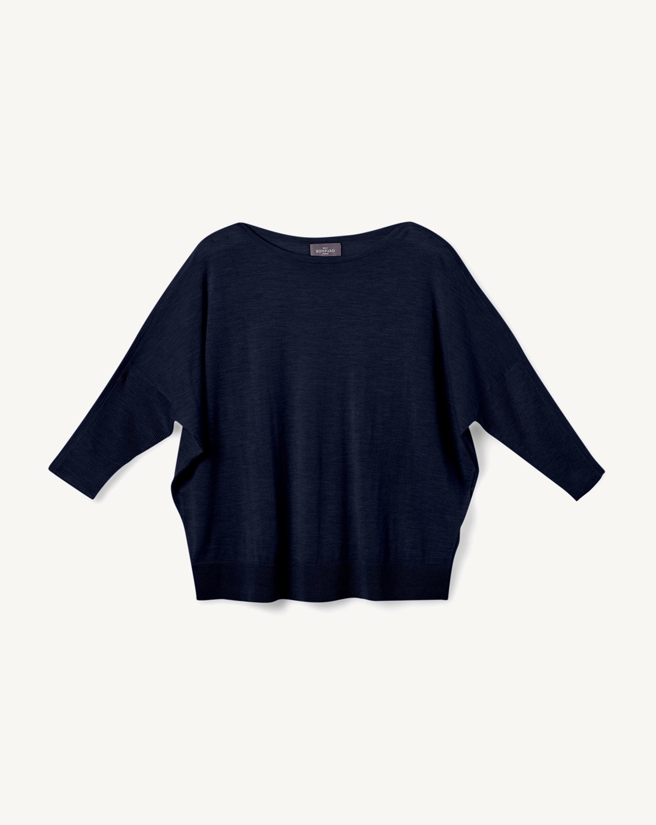 Pull col bateau ultrafin oversize-MARINE-70% CACHEMIRE 30% SOIE