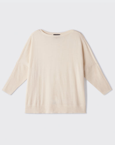 Pull col bateau ultrafin oversize-PLATRE-70% CACHEMIRE 30% SOIE
