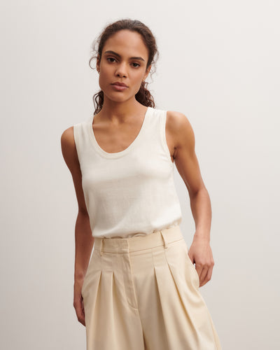 Débardeur bretelles larges-NATUREL-85% pima coton 15% cachemire