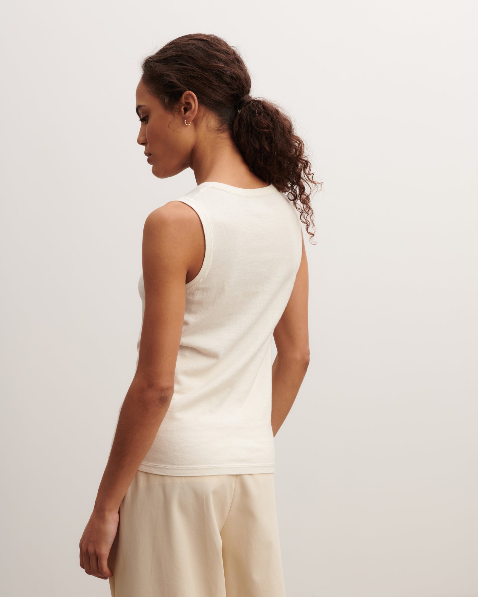 Débardeur bretelles larges-NATUREL-85% pima coton 15% cachemire