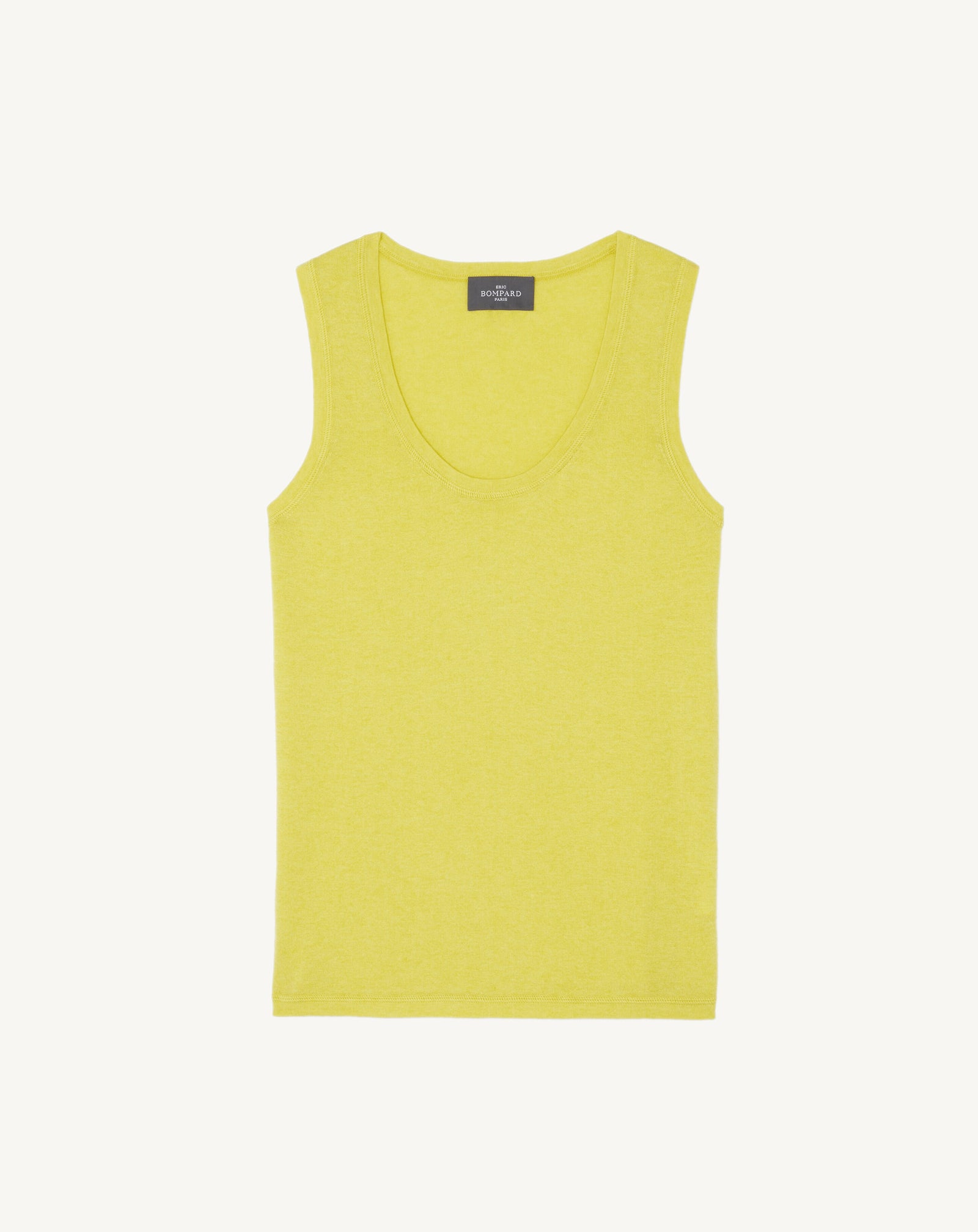 Débardeur bretelles larges-JAUNE TENNIS-85% pima coton 15% cachemire