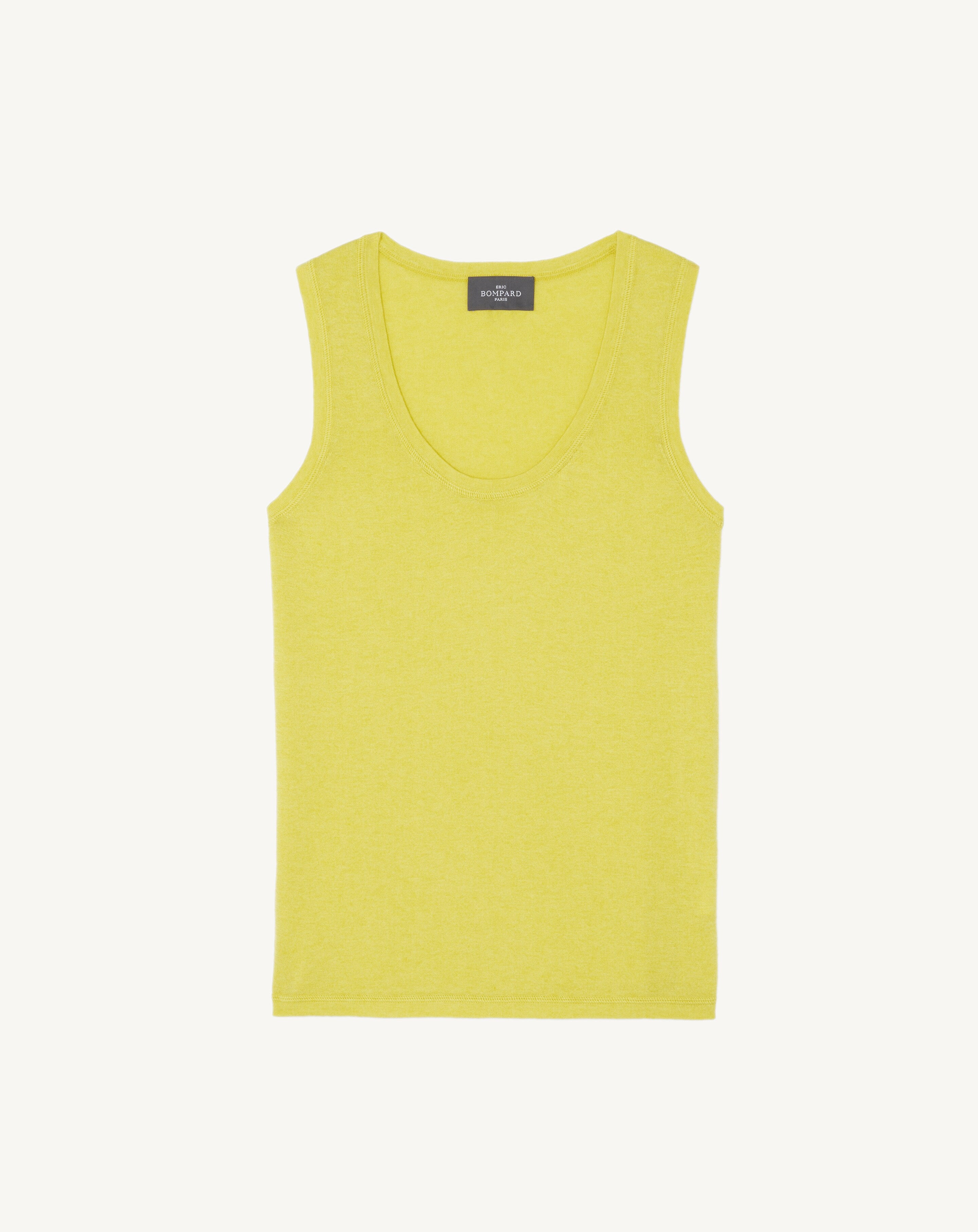 Débardeur bretelles larges-JAUNE TENNIS-85% pima coton 15% cachemire