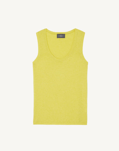 Débardeur bretelles larges-JAUNE TENNIS-85% pima coton 15% cachemire