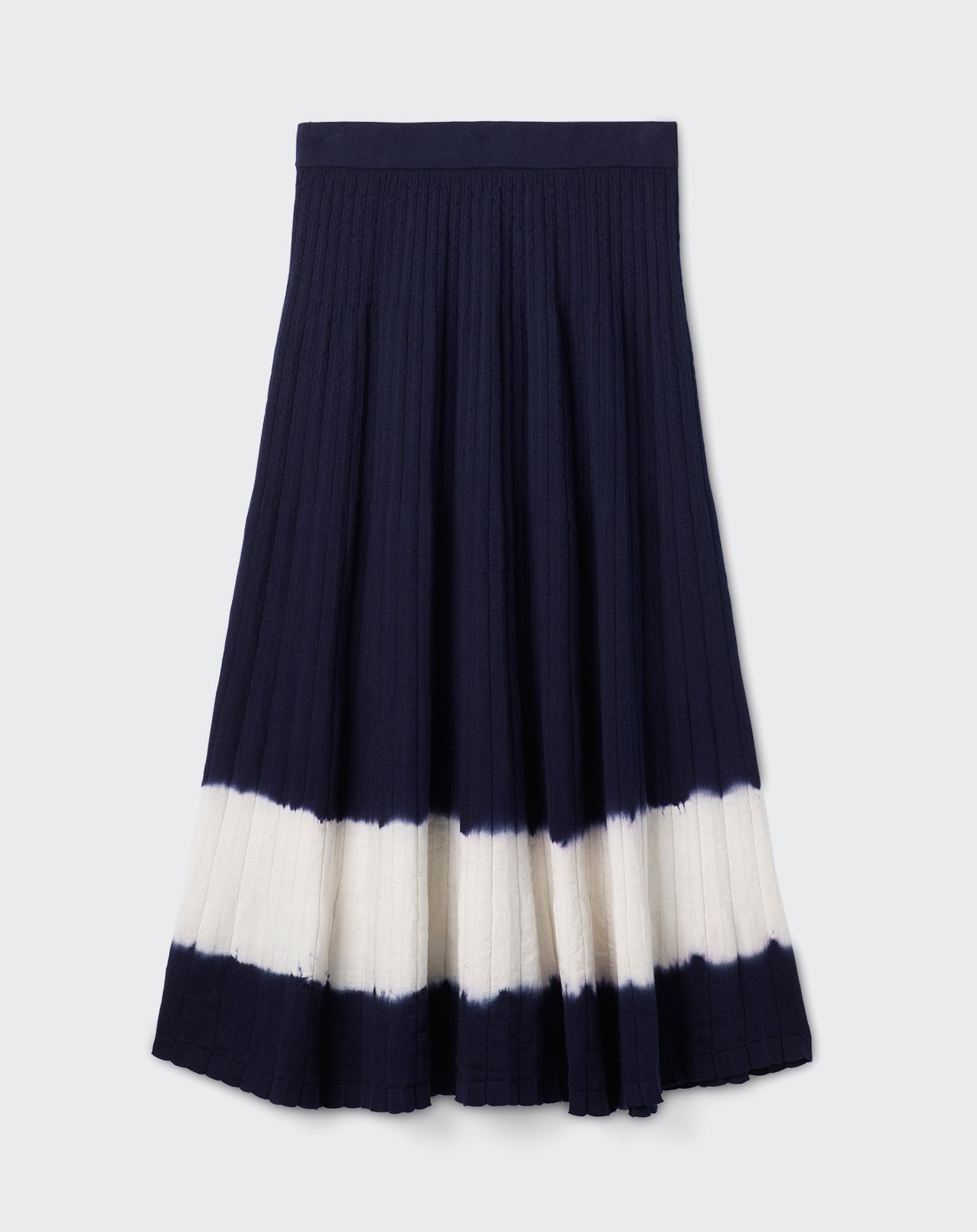 Jupe plissée rayure tie & dye-MARINE/NATUREL-85% coton 15% cachemire