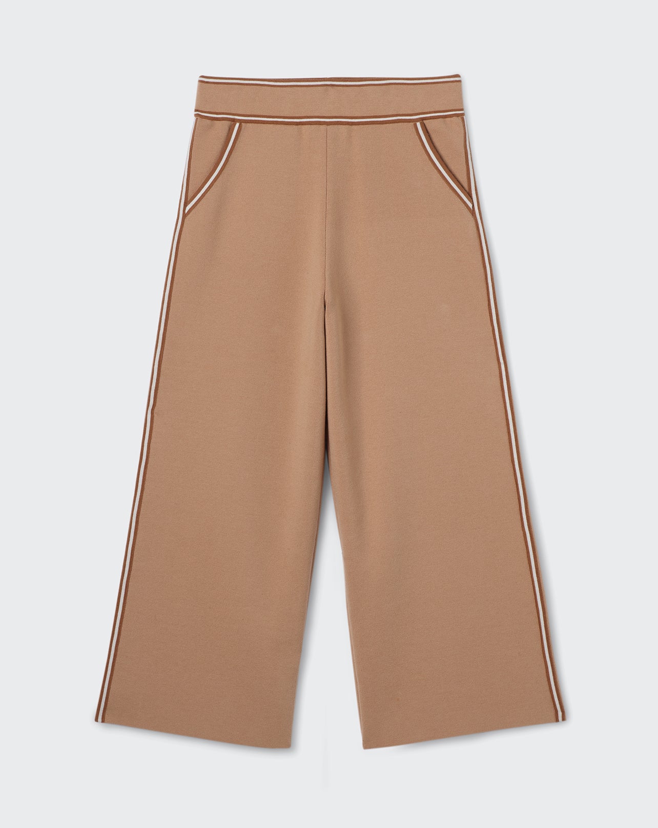 Pantalon 3/4 finitions rayées-PAMPAS/VICUNA/NATUREL-77% coton 14% cachemire 9% elastane