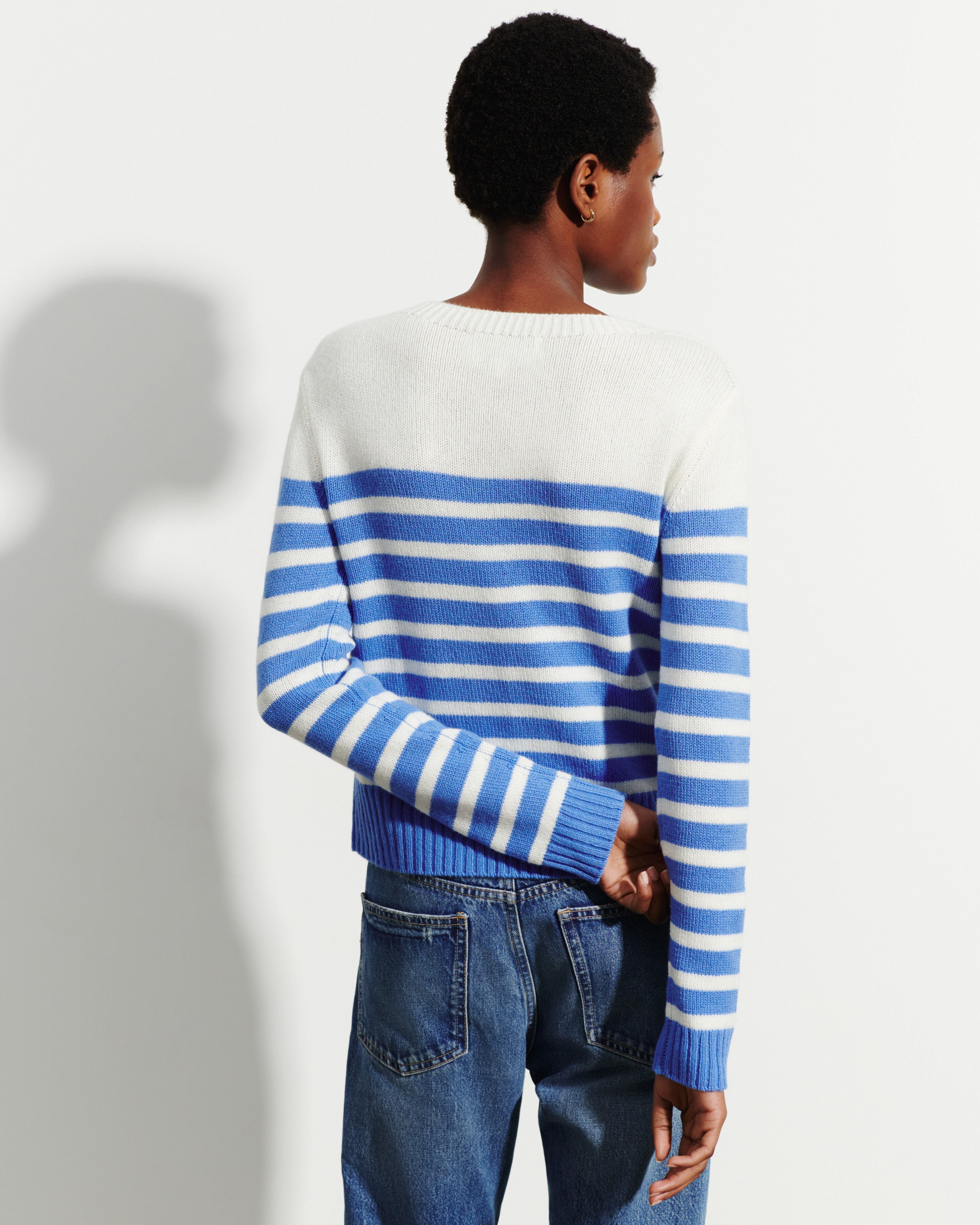 Marinière col rond-BLEU ALTHEA-100% cachemire