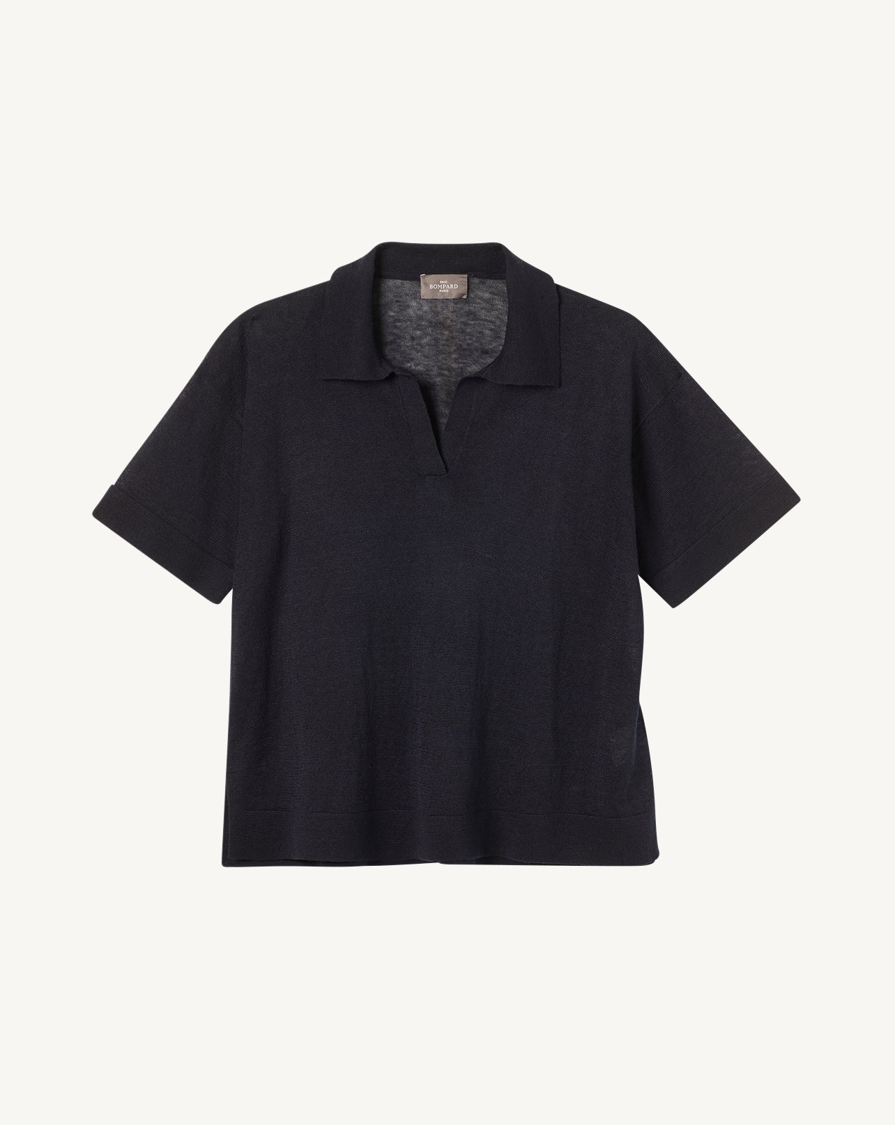 Polo ample en lin et soie-MARINE-70% lin 30% soie