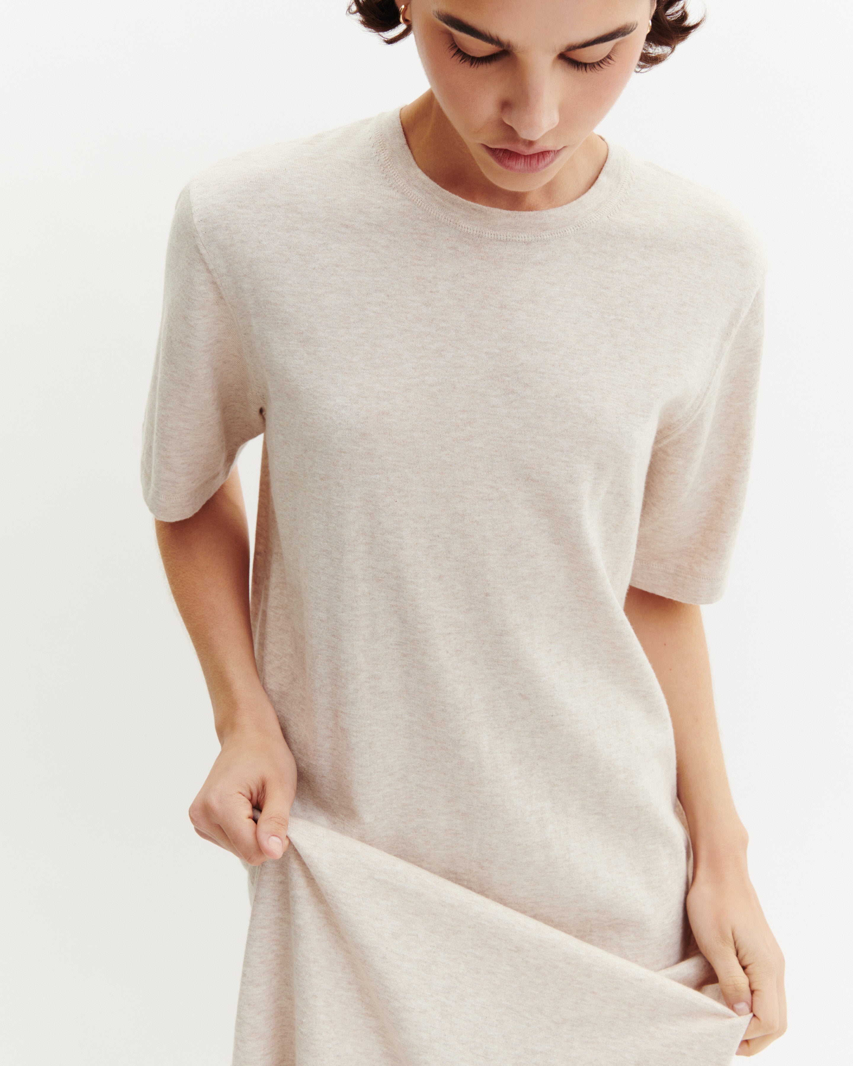 Robe t-shirt ultrafin-TOURTERELLE-85% pima coton 15% cachemire