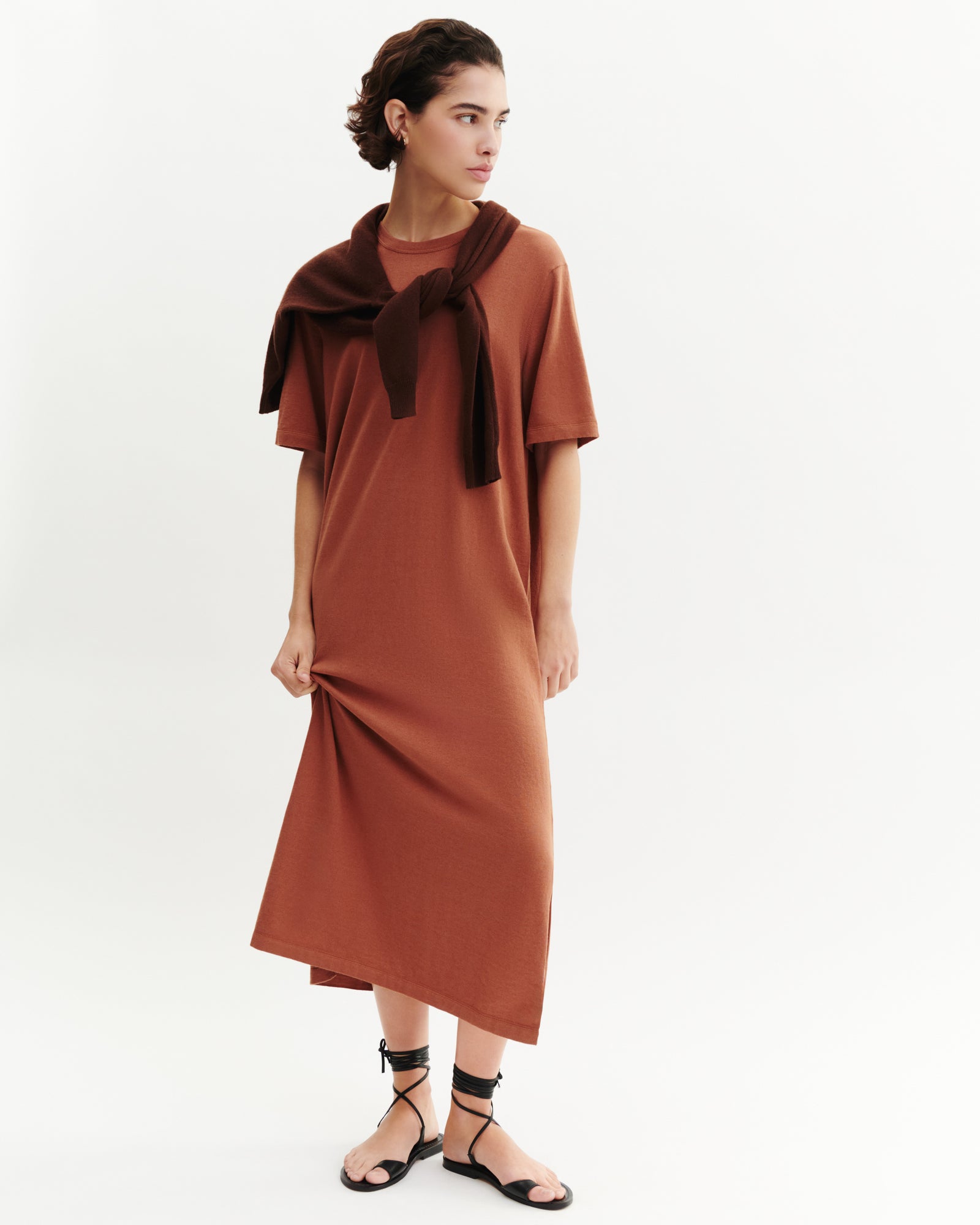 Robe t-shirt ultrafin-HENNE-85% pima coton 15% cachemire