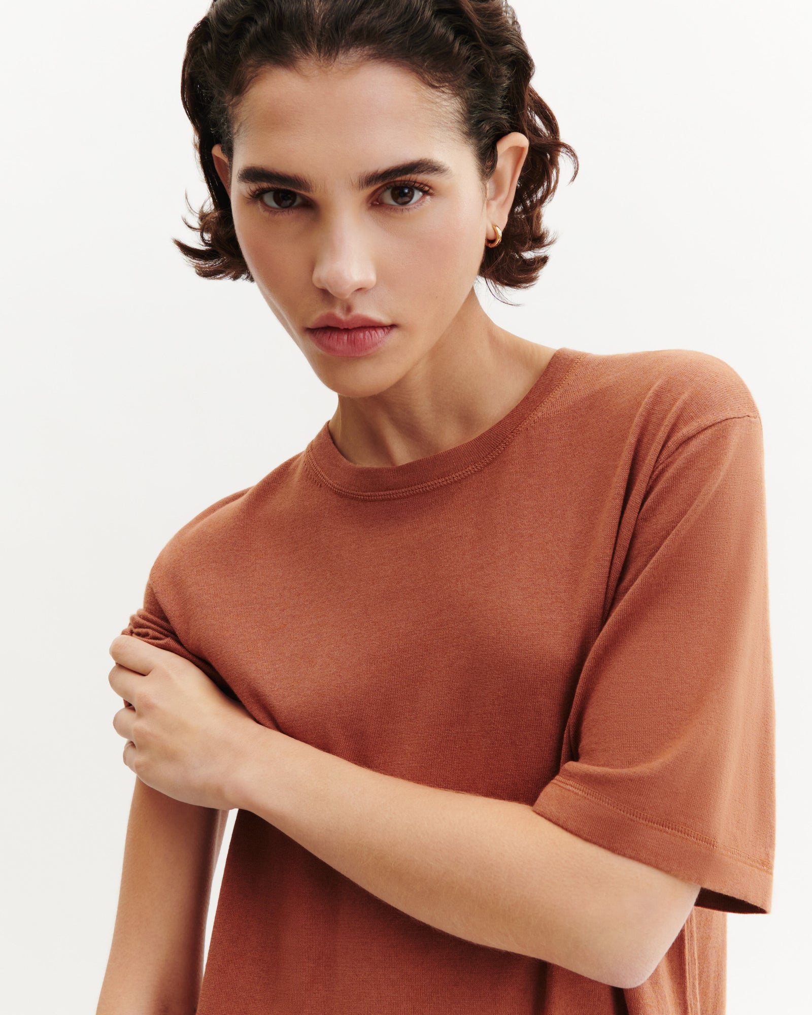 Robe t-shirt ultrafin-HENNE-85% pima coton 15% cachemire