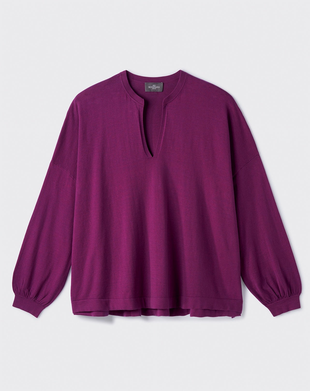 Blouse ultrafin col tunisien-VIOLET ARAMIS-85% PIMA COTON 15% CACHEMIRE