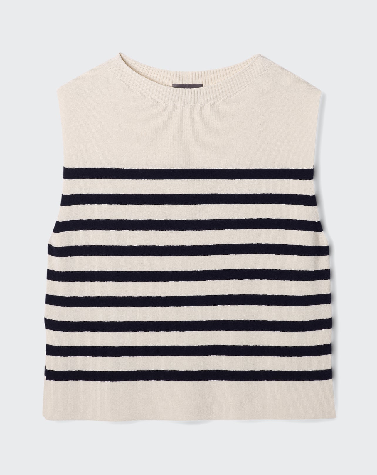 Marinière col bateau sans manches-NATUREL/MARINE-85% soie 15% cachemire