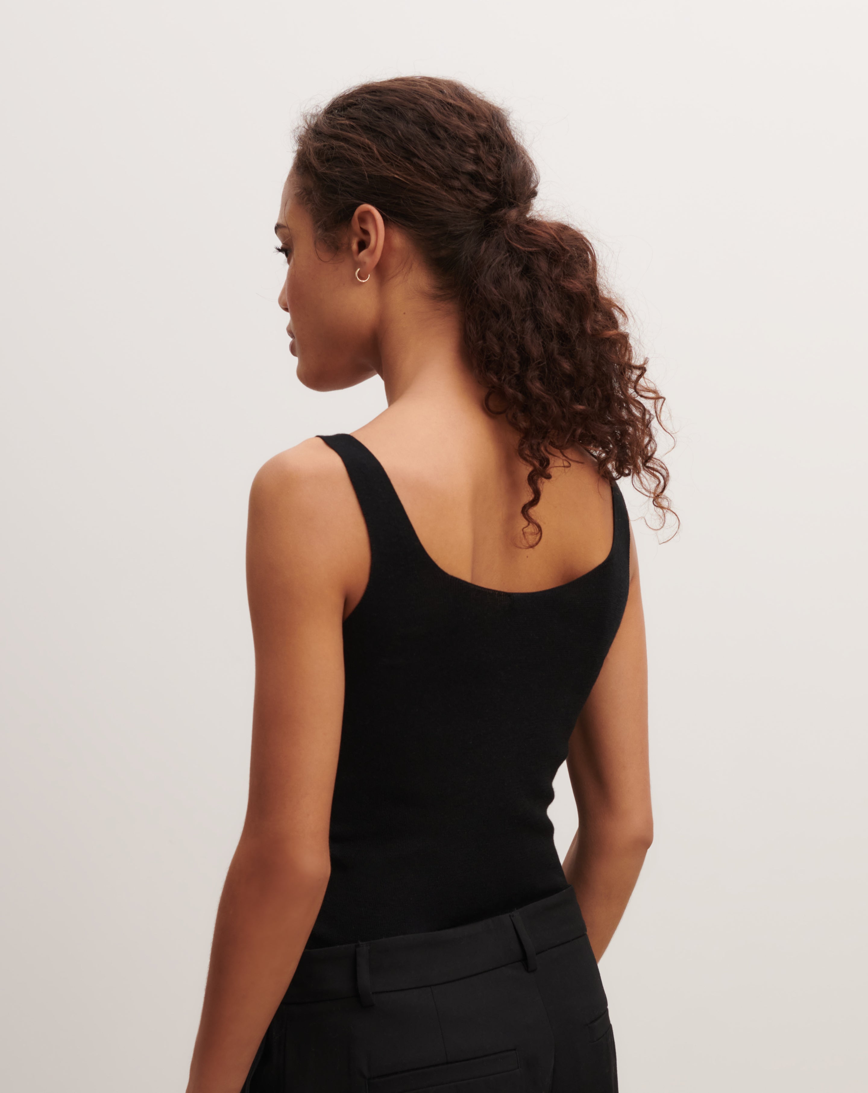 Débardeur sans coutures-NOIR-85% soie 15% cachemire