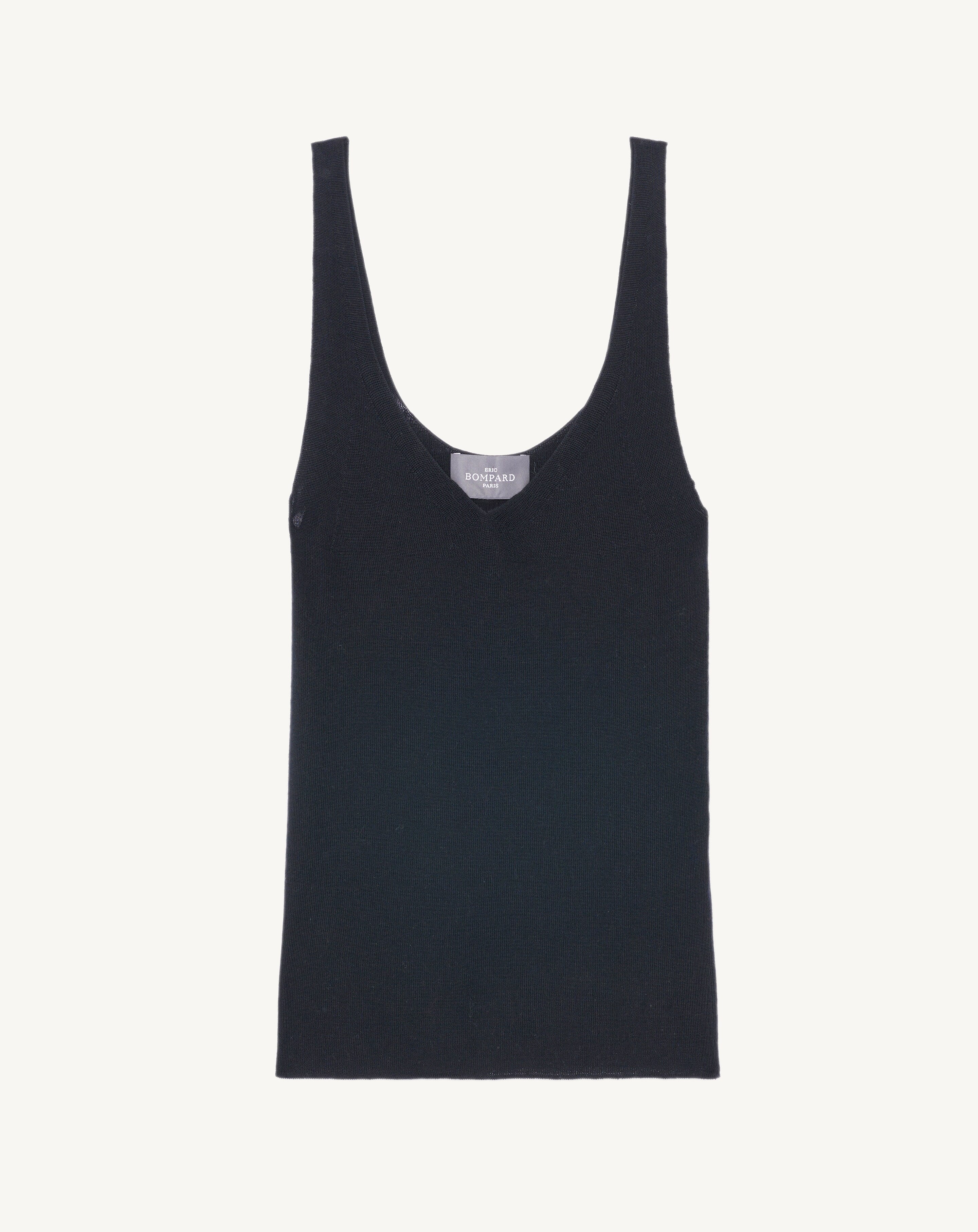 Débardeur sans coutures-NOIR-85% SOIE 15% CACHEMIRE