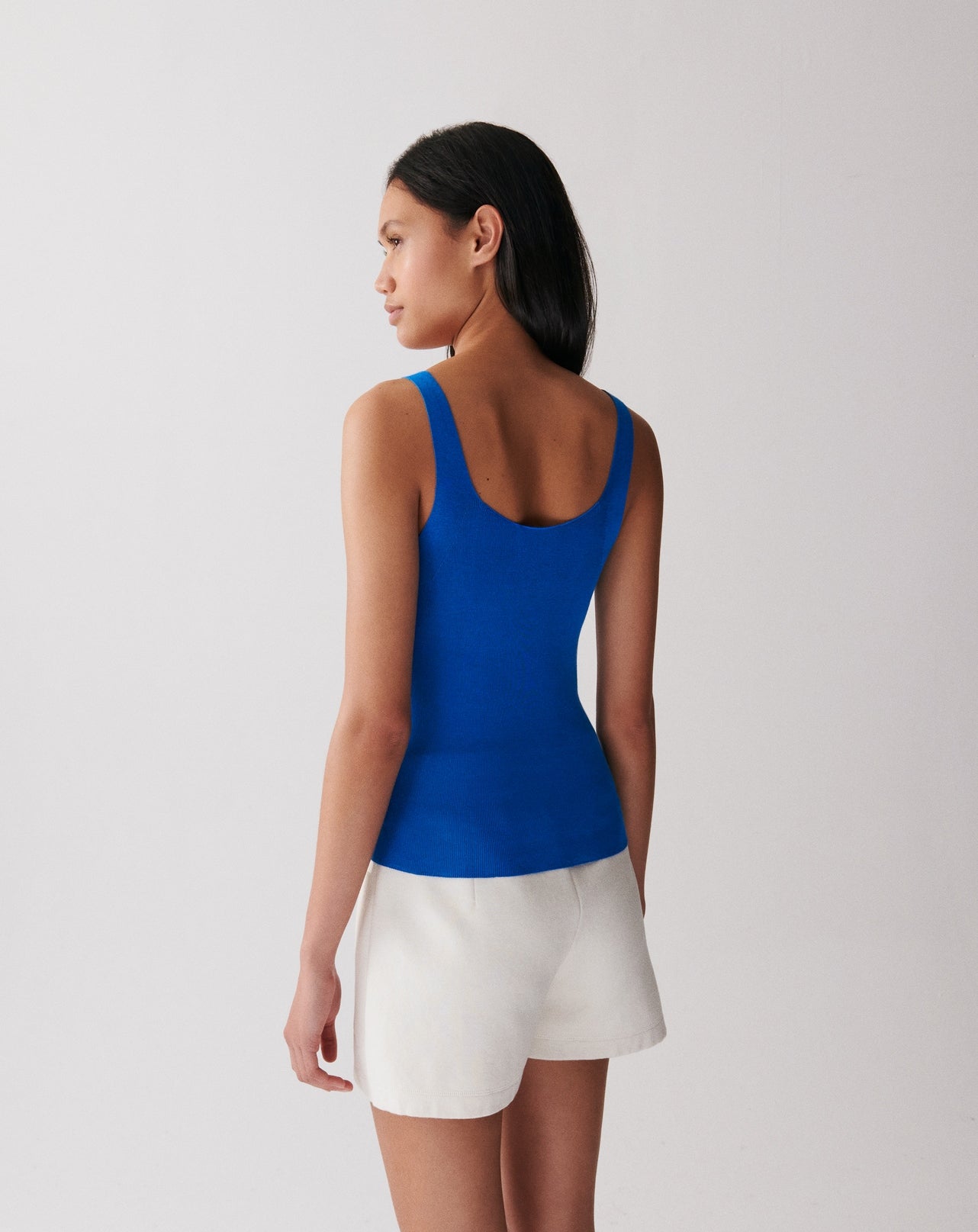 Débardeur sans coutures-BLEU BRUNNERA-85% SOIE 15% CACHEMIRE
