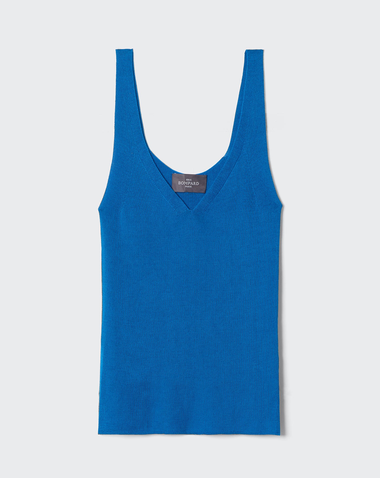 Débardeur sans coutures-BLEU BRUNNERA-85% SOIE 15% CACHEMIRE