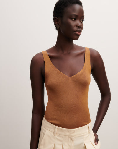 Débardeur sans coutures-MACCHIATO-85% soie 15% cachemire