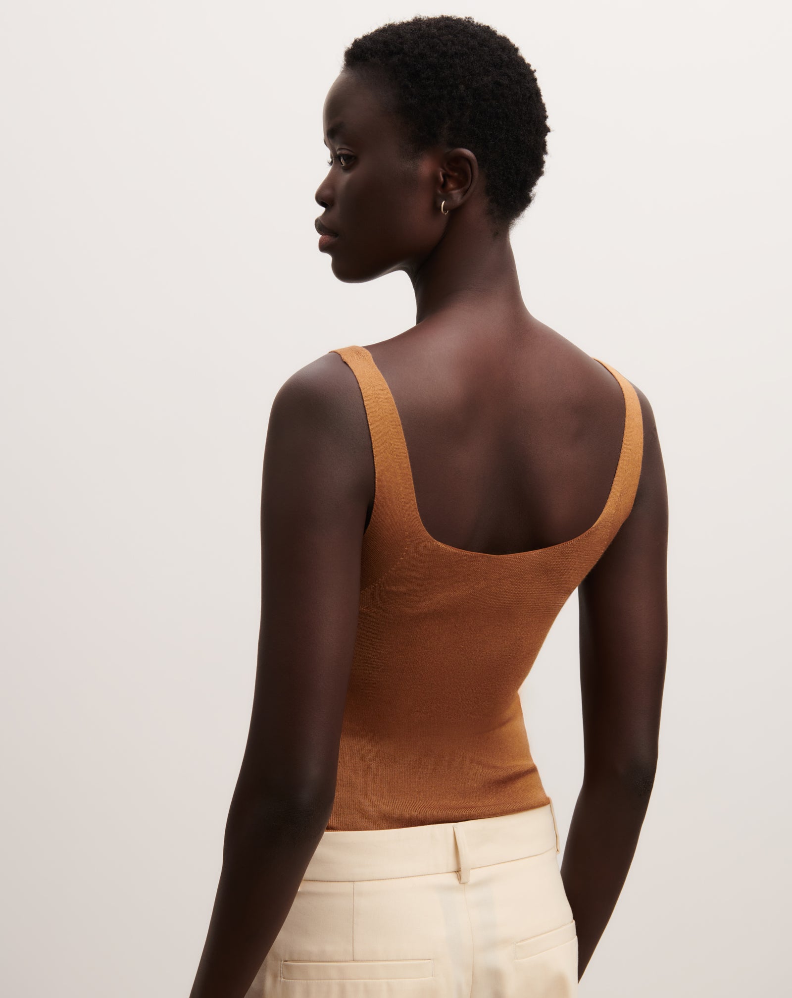 Débardeur sans coutures-MACCHIATO-85% soie 15% cachemire