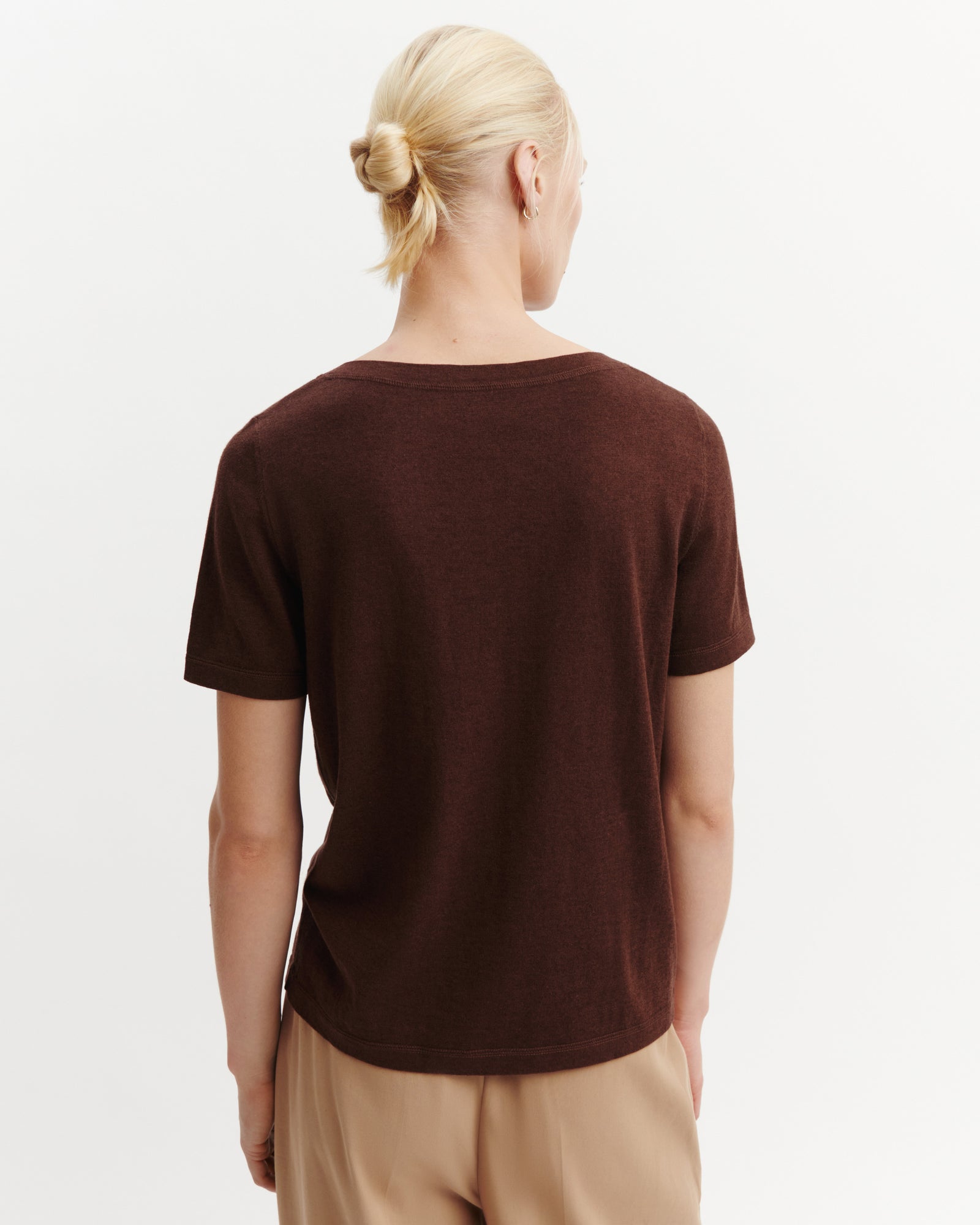 T-shirt col V-CAFE-85% pima coton 15% cachemire