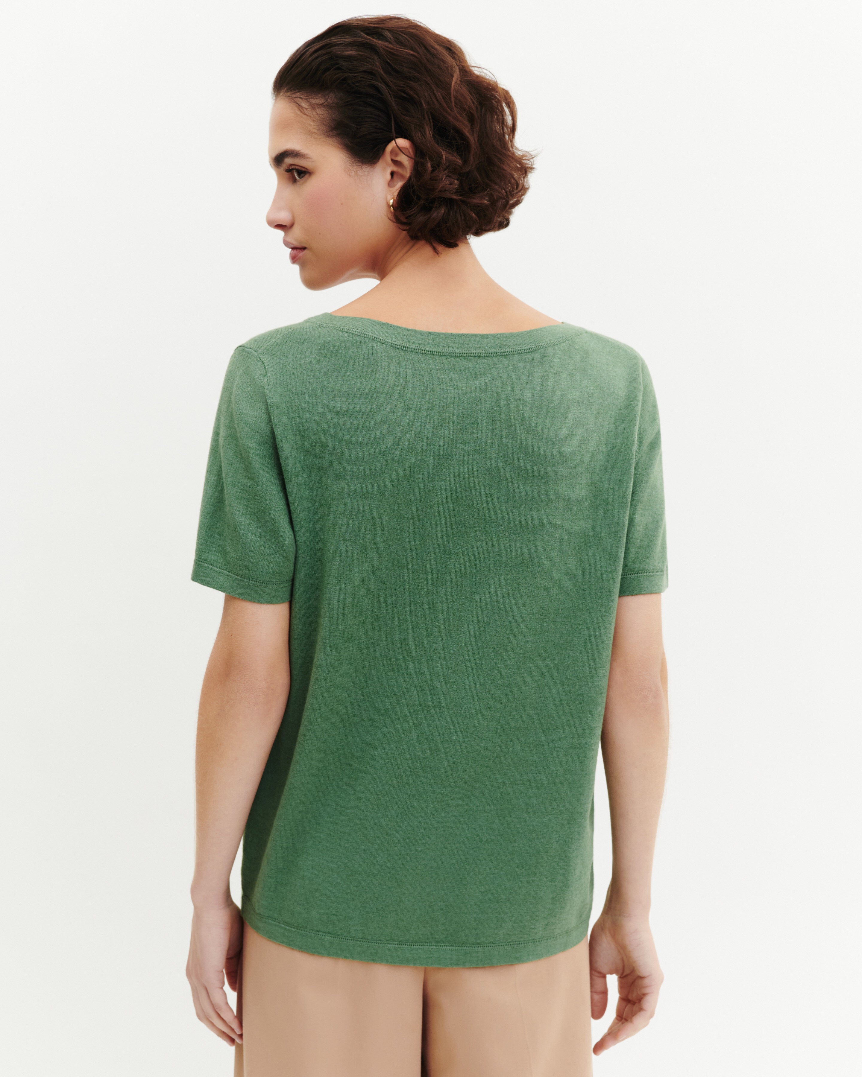 T-shirt col V-JADE-85% pima coton 15% cachemire