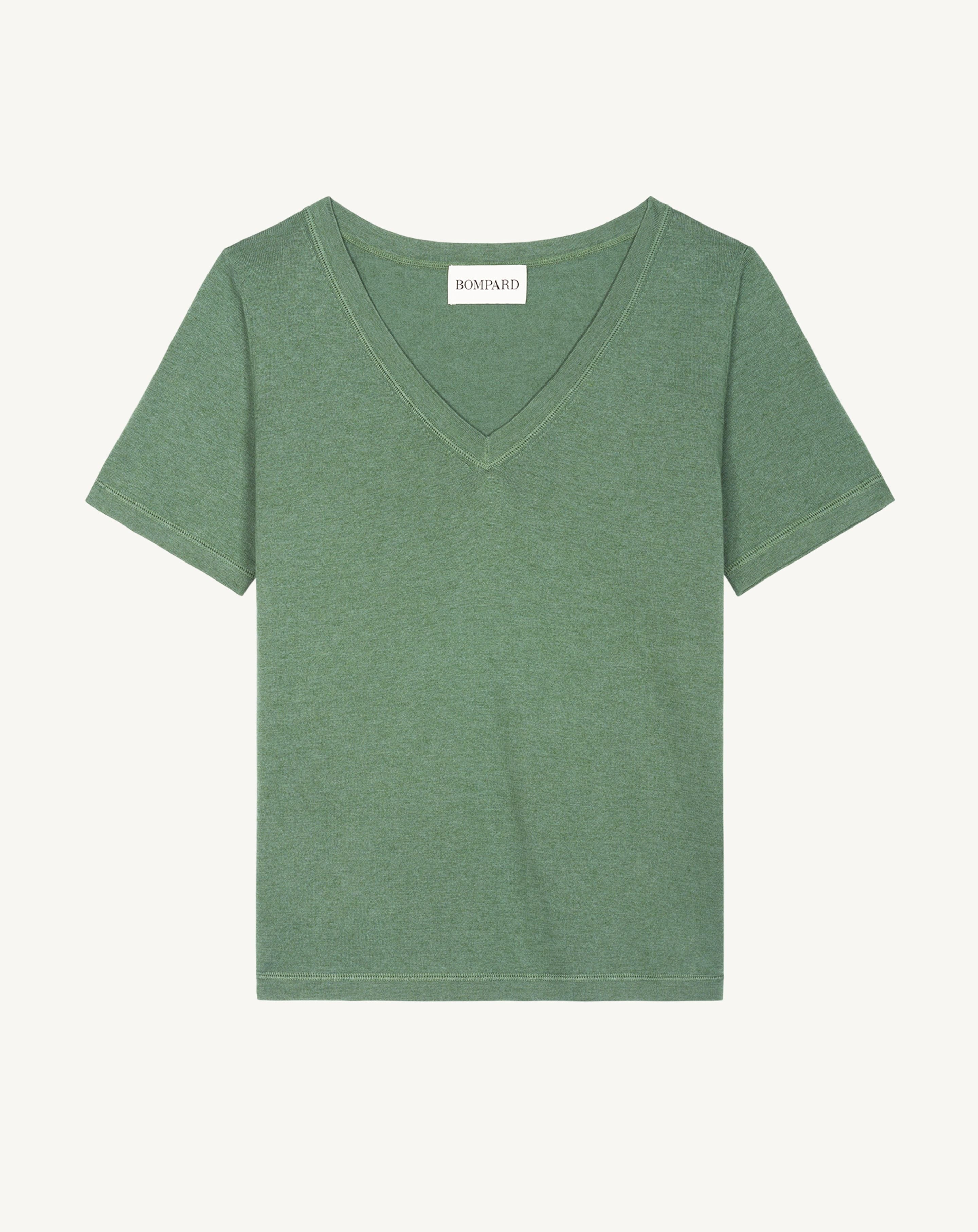 T-shirt col V-JADE-85% pima coton 15% cachemire
