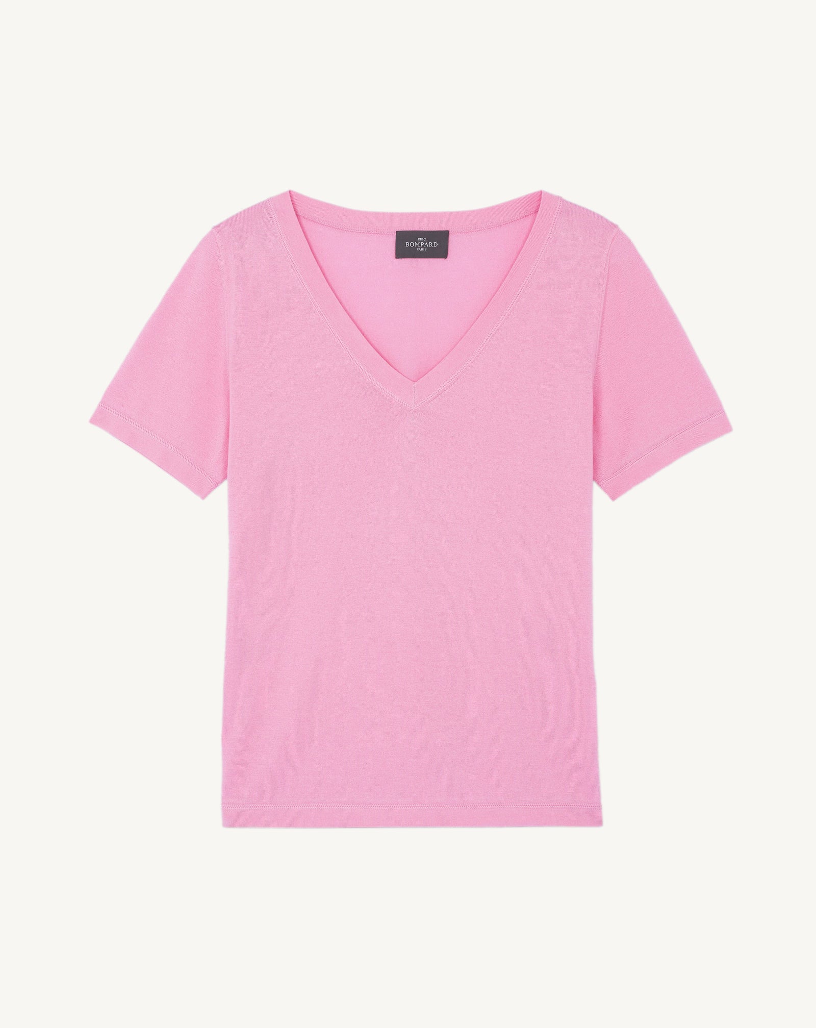 T-shirt col V-ROSE INDIEN-85% pima coton 15% cachemire