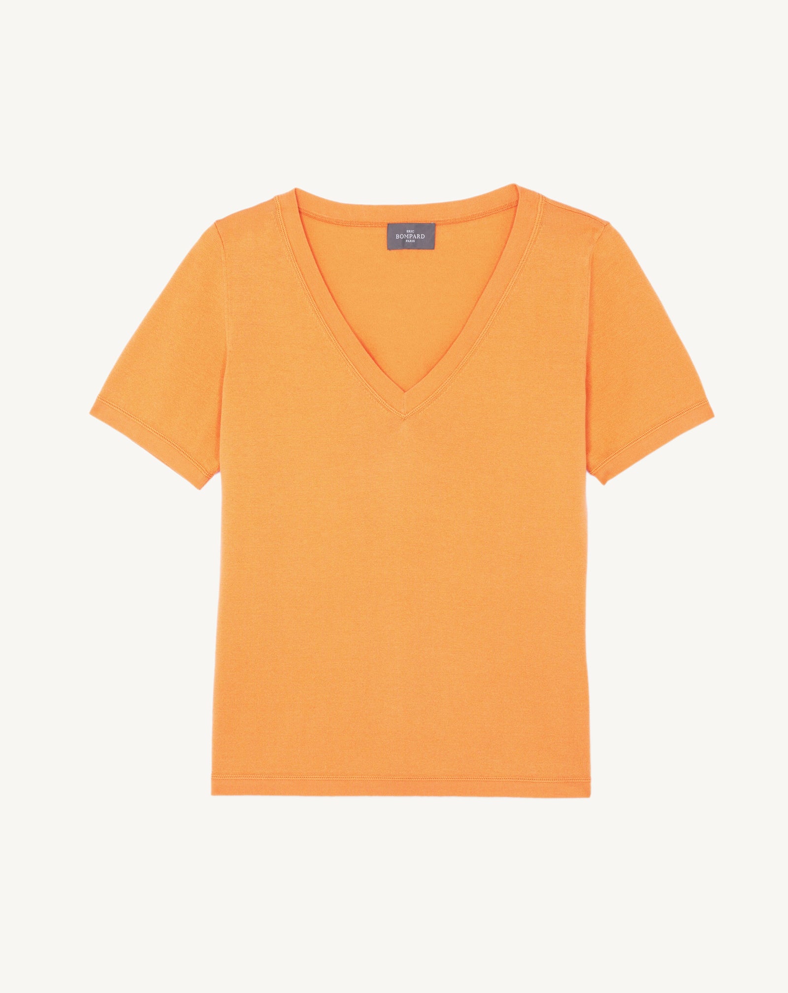 T-shirt col V-SUNSET-85% pima coton 15% cachemire