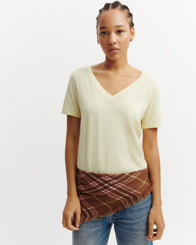 T-shirt col V-ZESTE-85% pima coton 15% cachemire