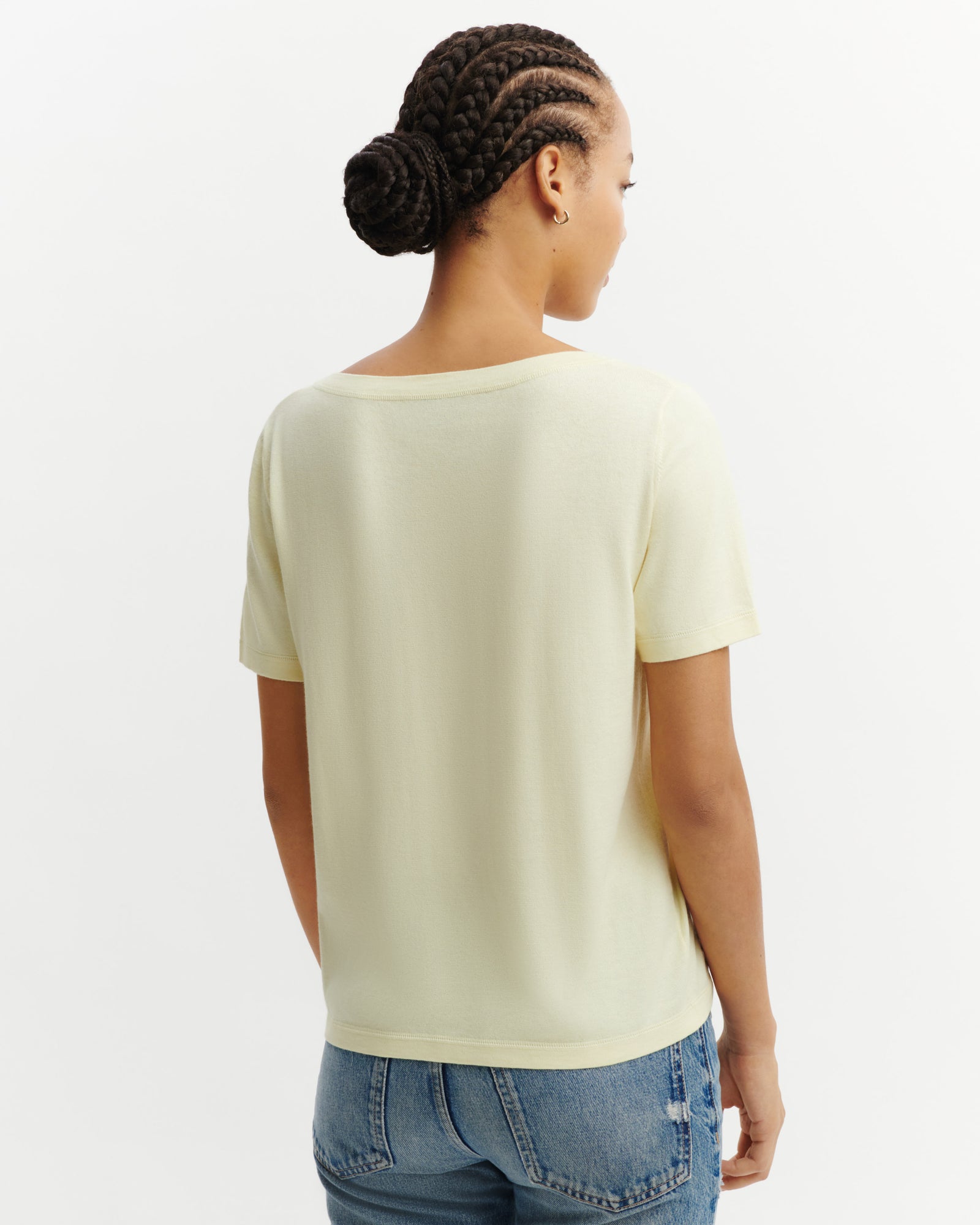 T-shirt col V-ZESTE-85% pima coton 15% cachemire