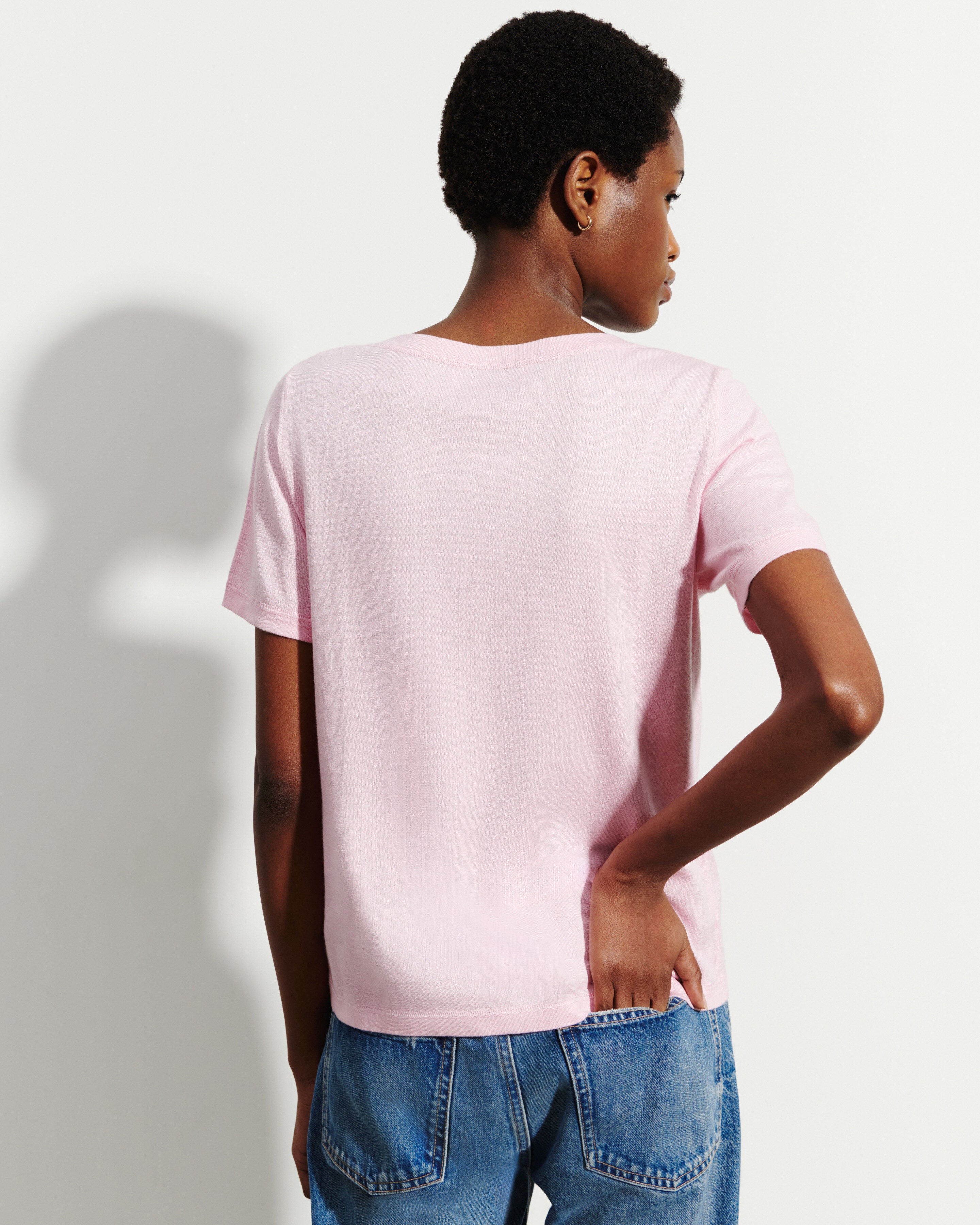 T-shirt col V-SAKURA-85% pima coton 15% cachemire