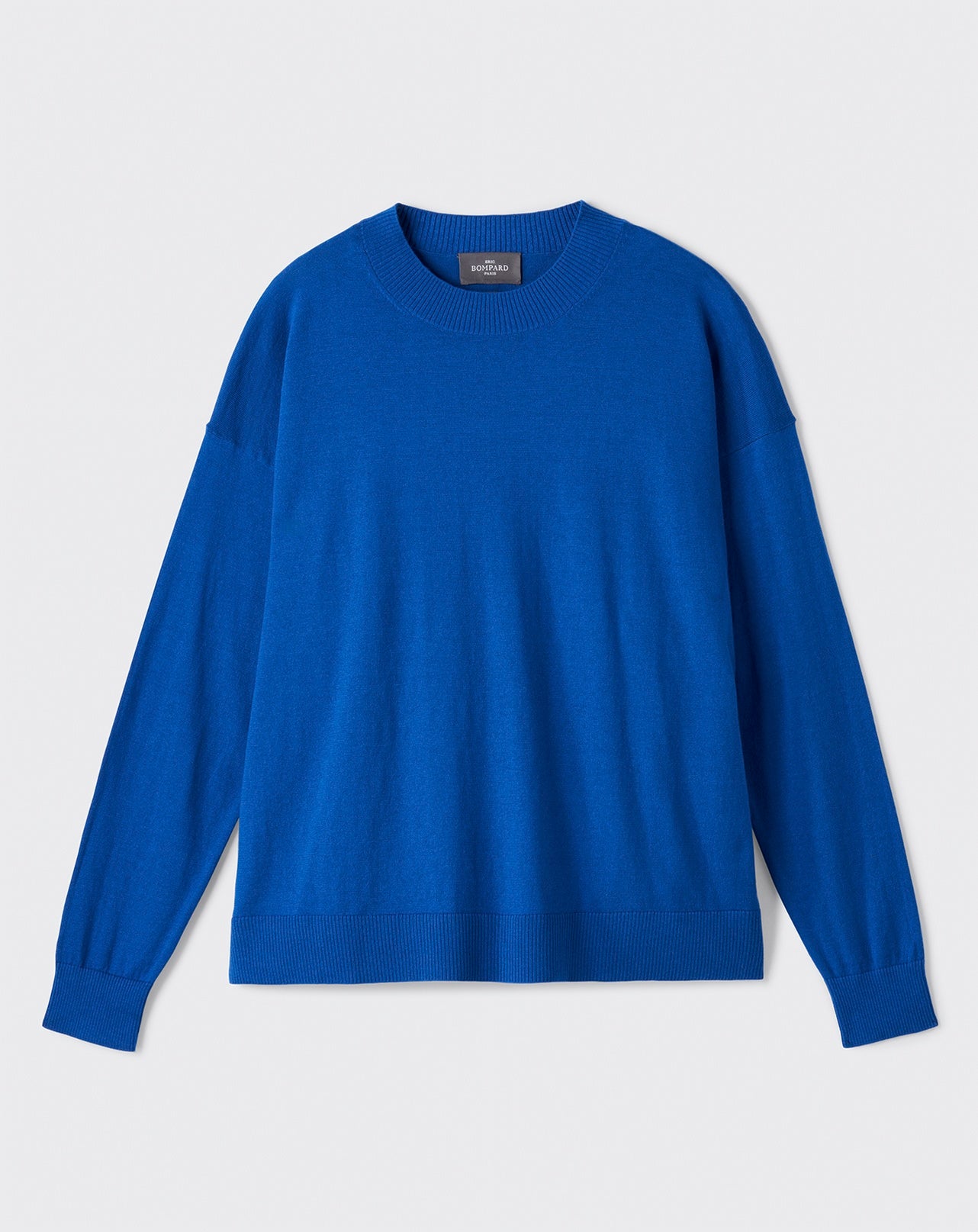 Pull col rond ultrafin-BLEU APNEE-85% PIMA COTON 15% CACHEMIRE