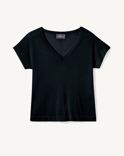Col V ultrafin manches courtes-NOIR-70% CACHEMIRE 30% SOIE