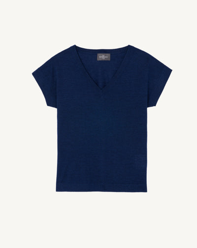 T-shirt col V -AMIRAL-70% cachemire 30% soie