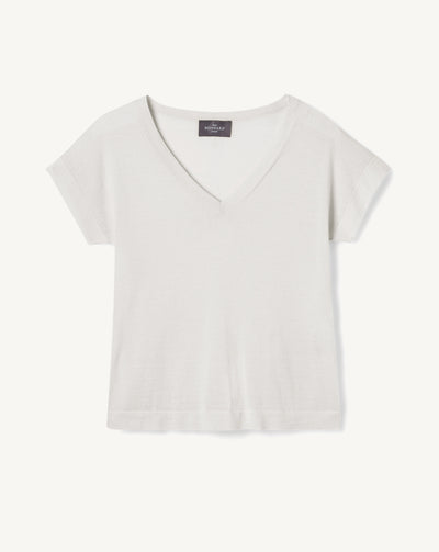 Col V ultrafin manches courtes-PLATRE-70% CACHEMIRE 30% SOIE