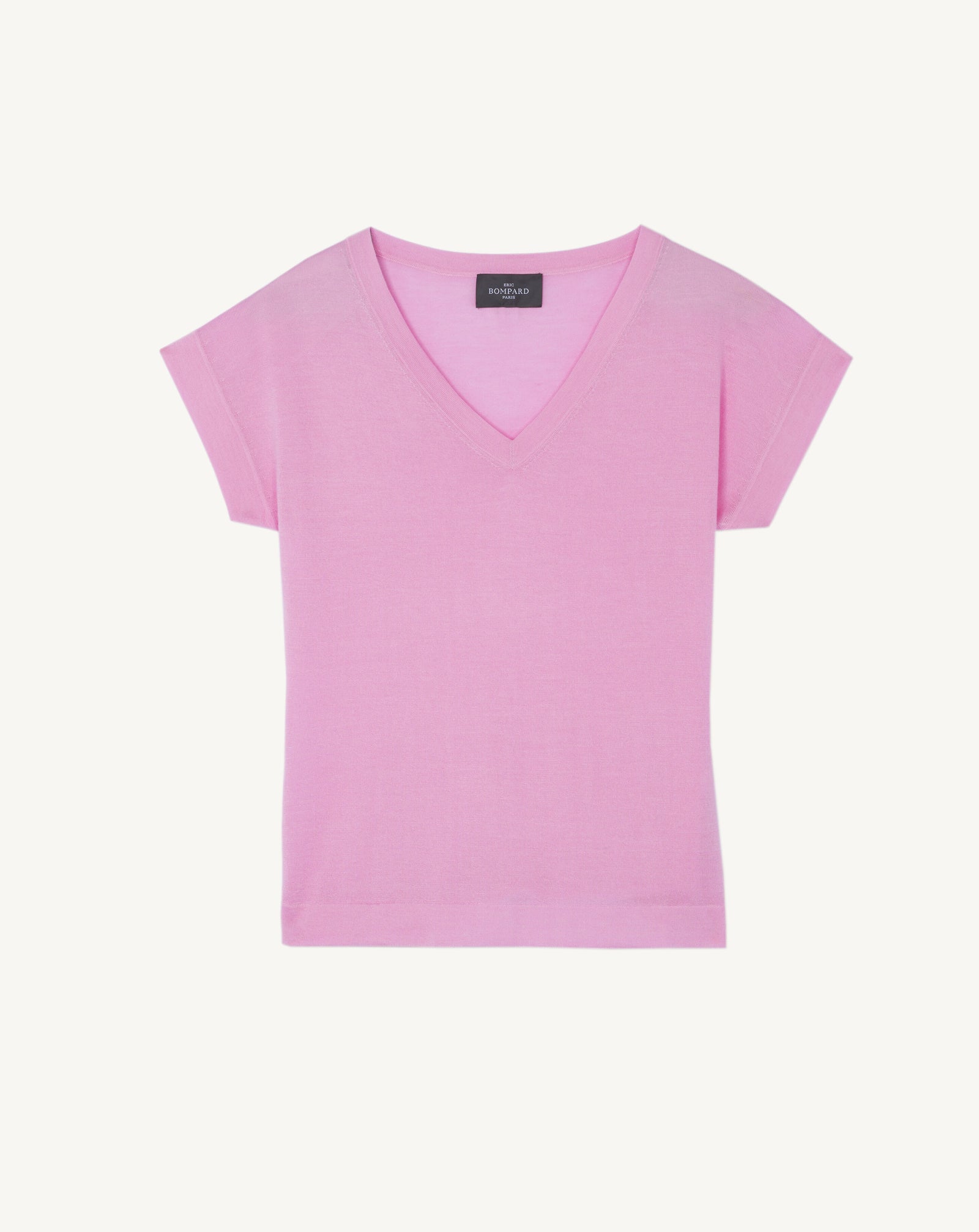T-shirt col V -ROSE INDIEN-70% cachemire 30% soie