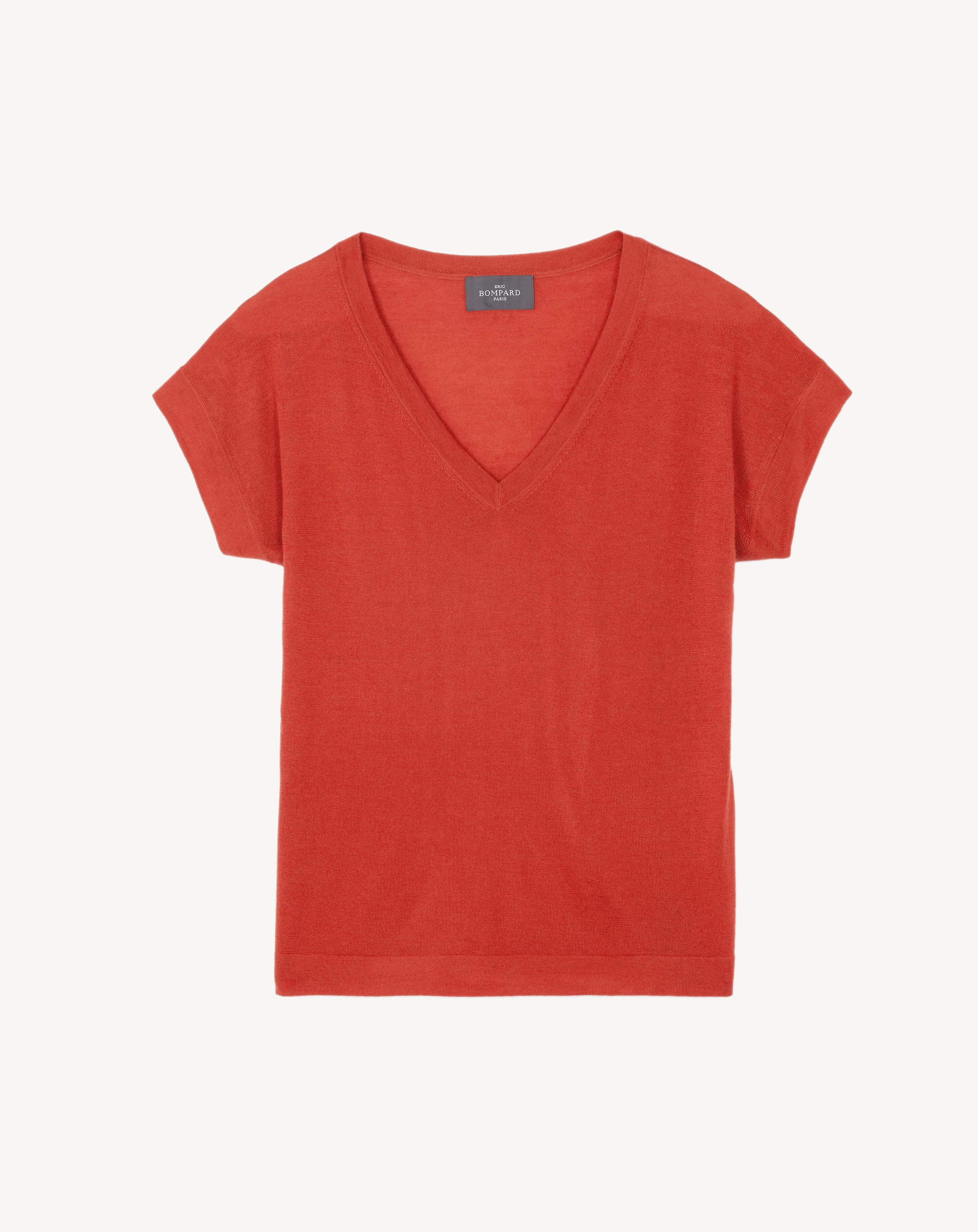 T-shirt col V -SANTA FE-70% cachemire 30% soie