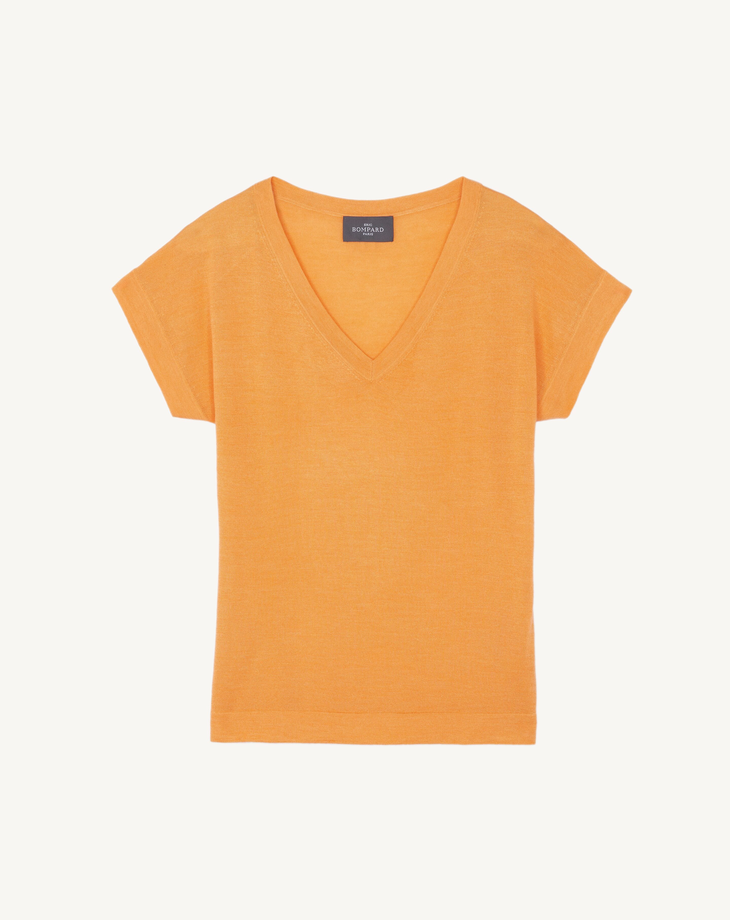 T-shirt col V -SUNSET-70% cachemire 30% soie