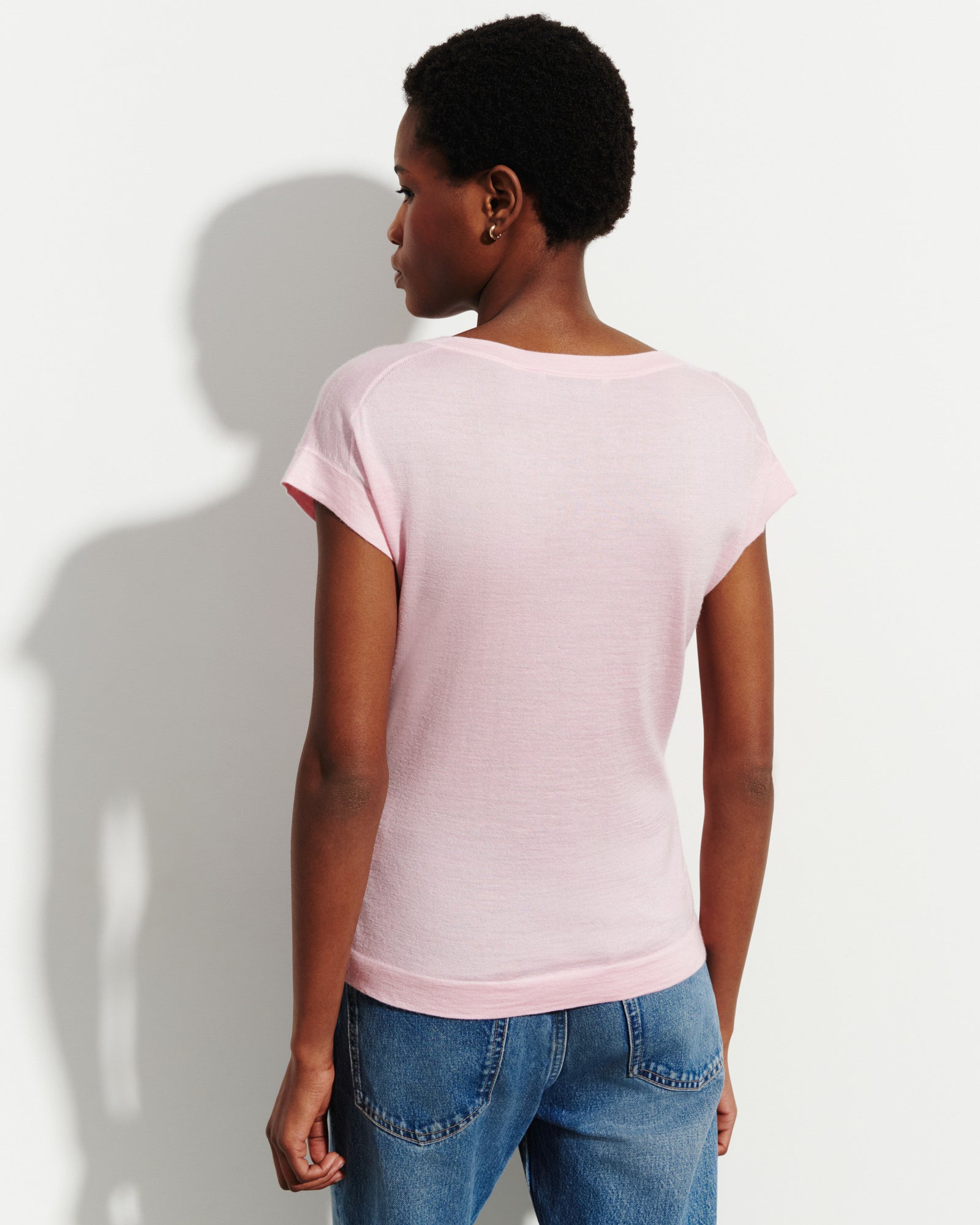 T-shirt col V -SAKURA-70% cachemire 30% soie