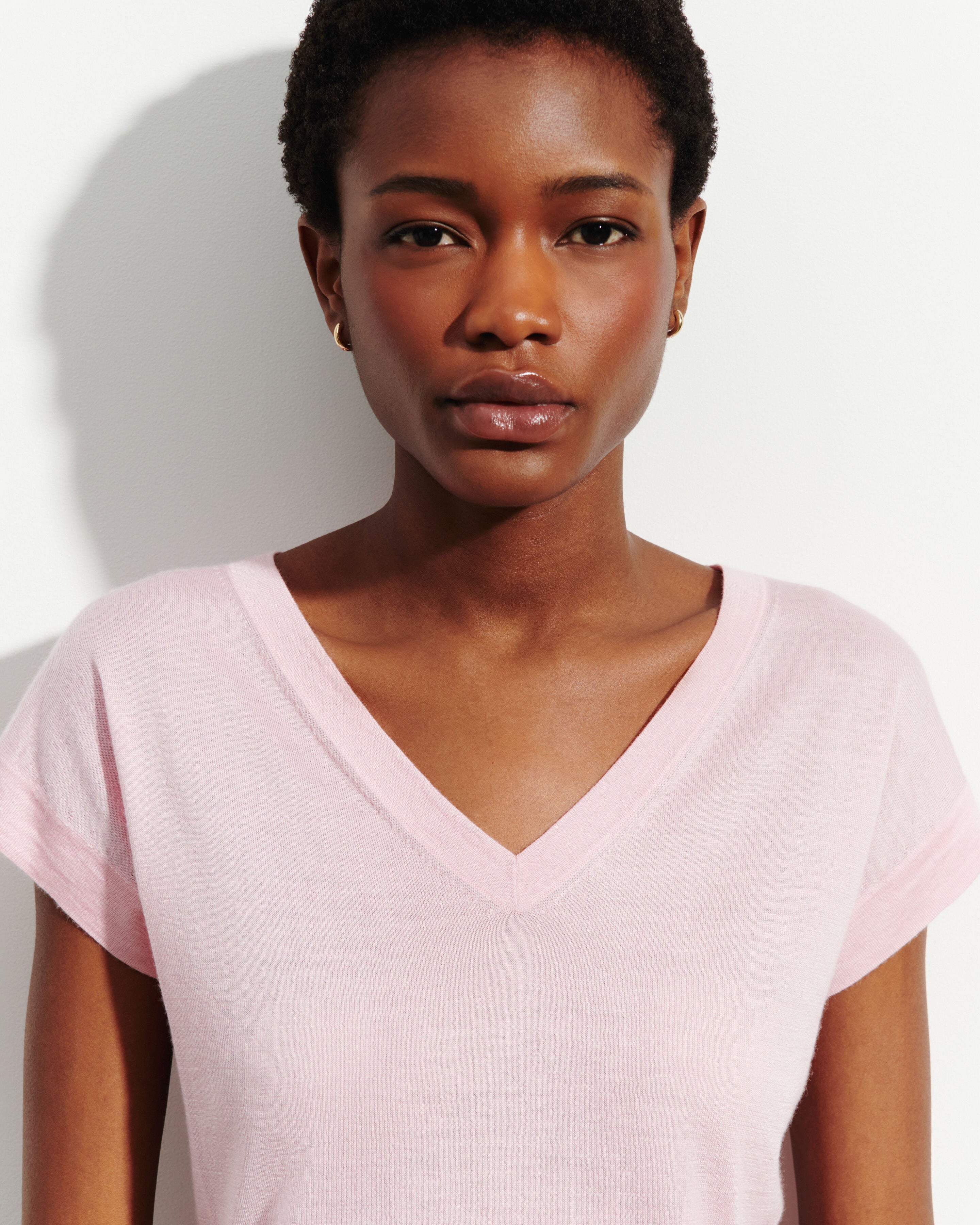 T-shirt col V -SAKURA-70% cachemire 30% soie