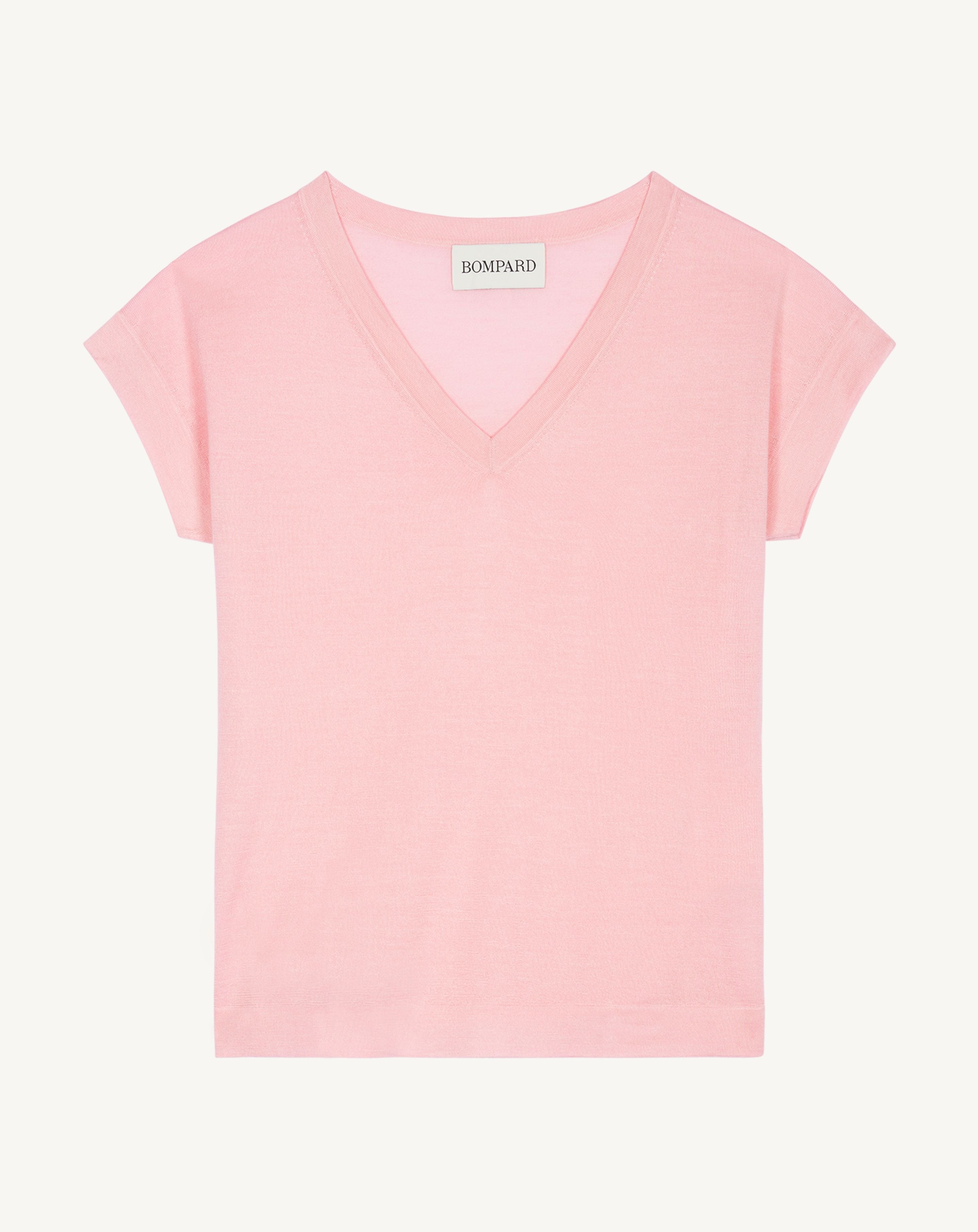 T-shirt col V -SAKURA-70% cachemire 30% soie