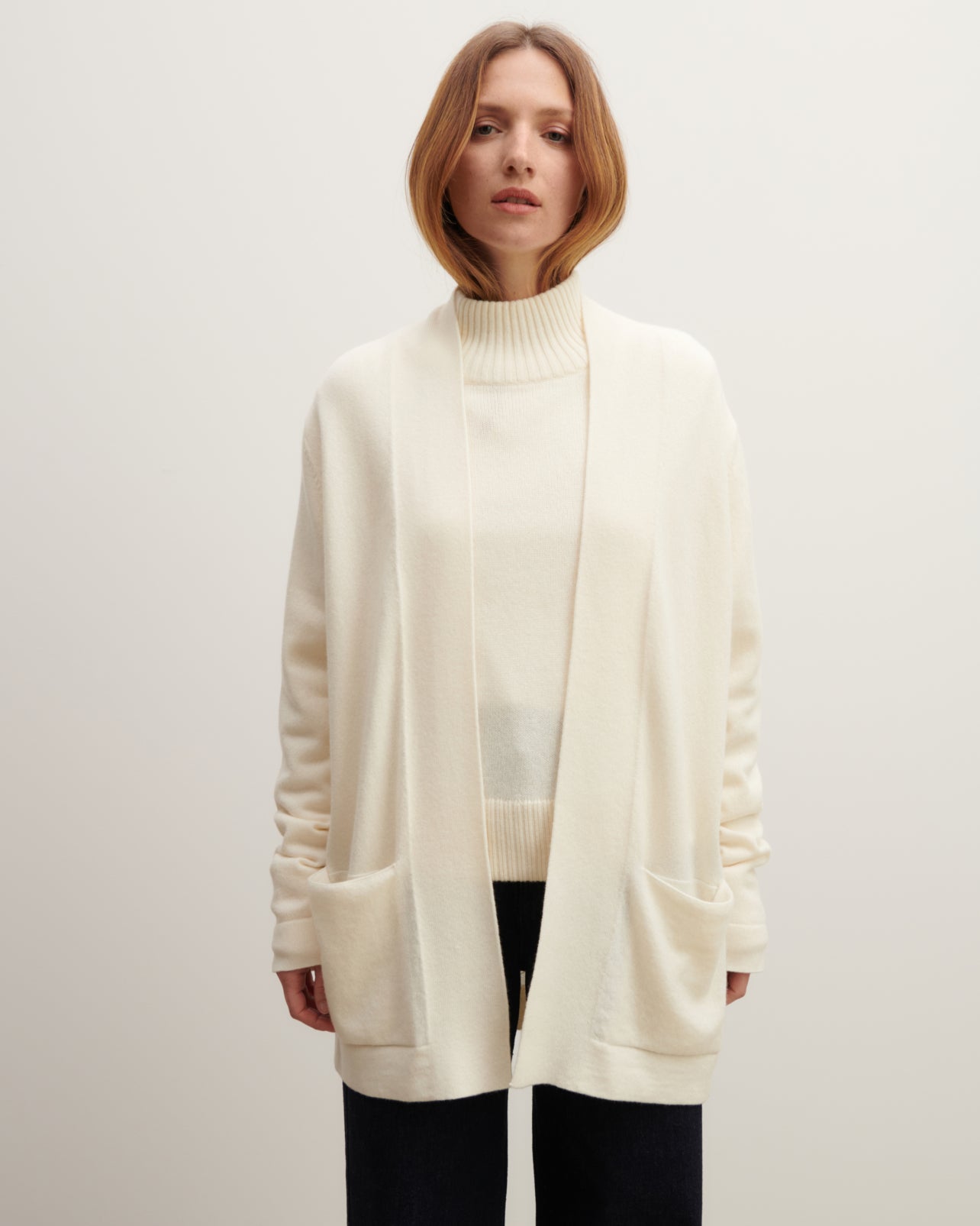 Veste cosy-NATUREL-100% CACHEMIRE