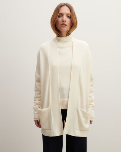 Veste cosy-NATUREL-100% CACHEMIRE