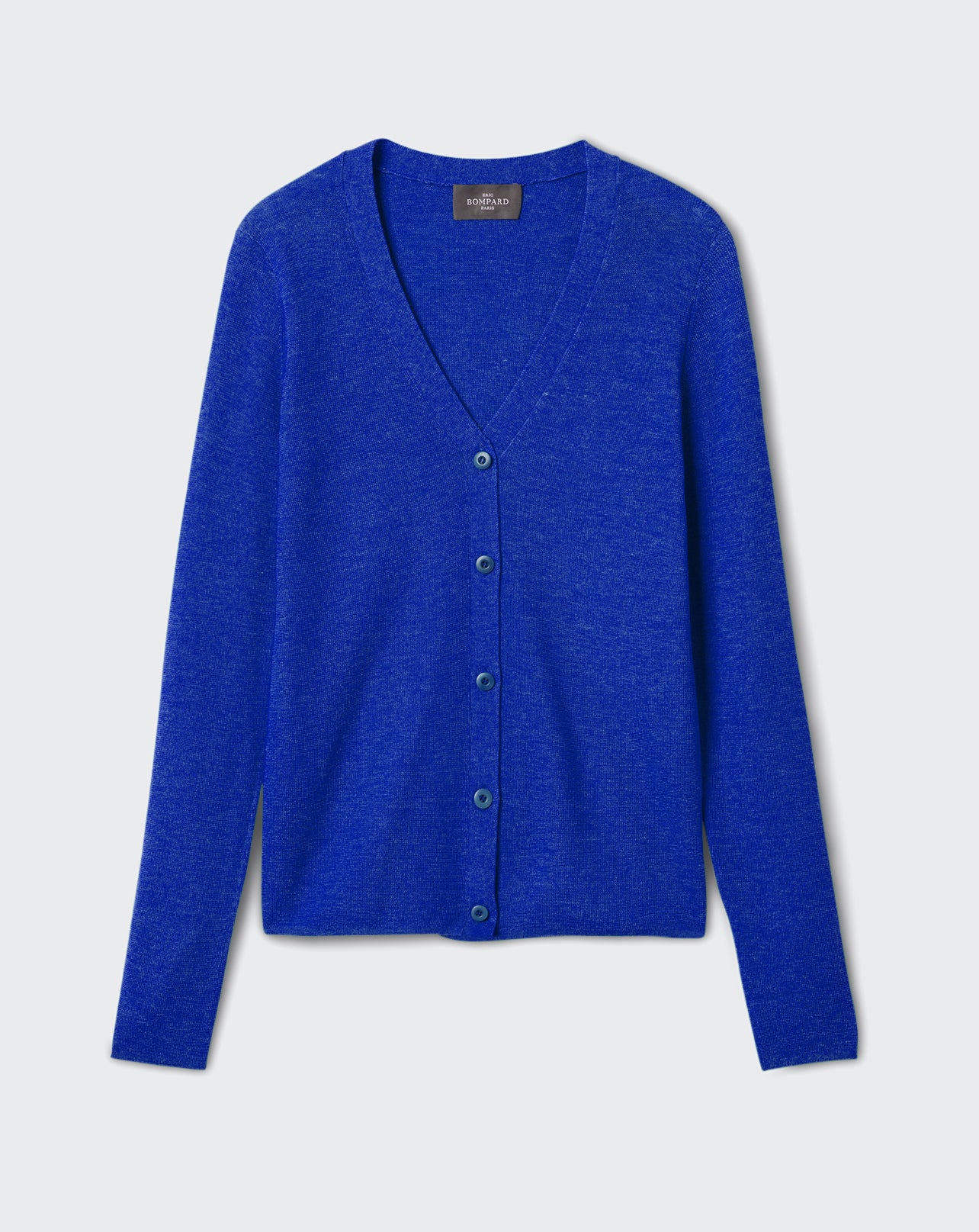 Gilet maille unie-BLEU ATLANTIDE-70% CACHEMIRE 30% SOIE