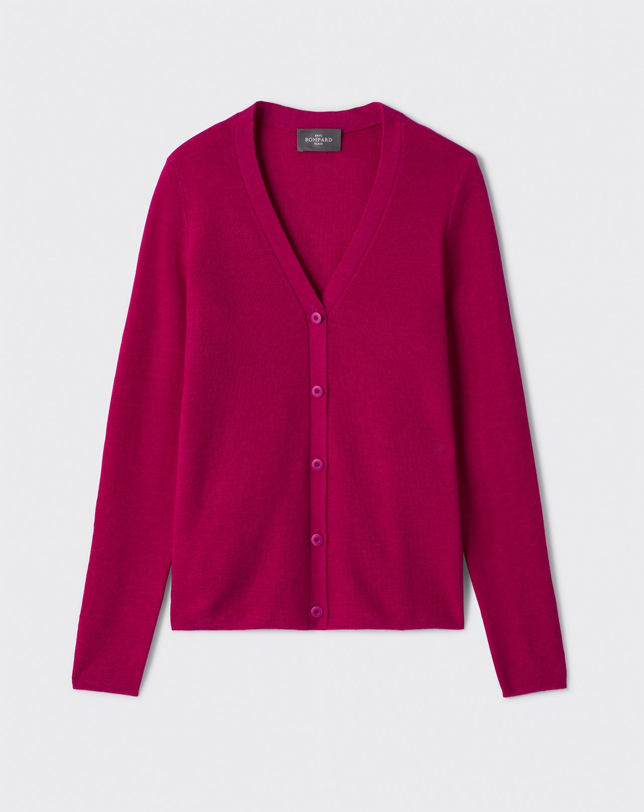 Cardigan uni-FUCHSIA-70% CACHEMIRE 30% SOIE