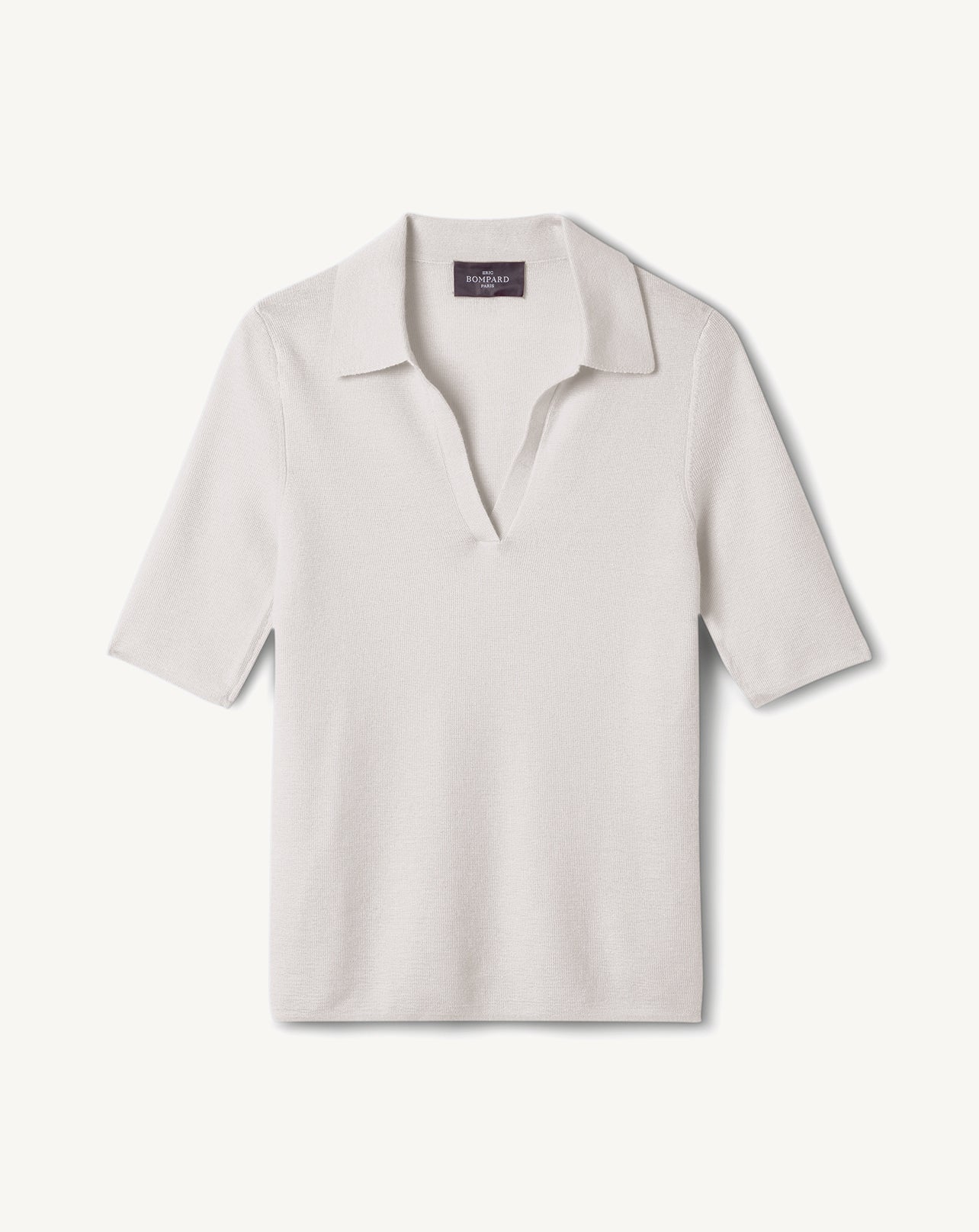 Polo uni-PLATRE-70% cachemire 30% soie