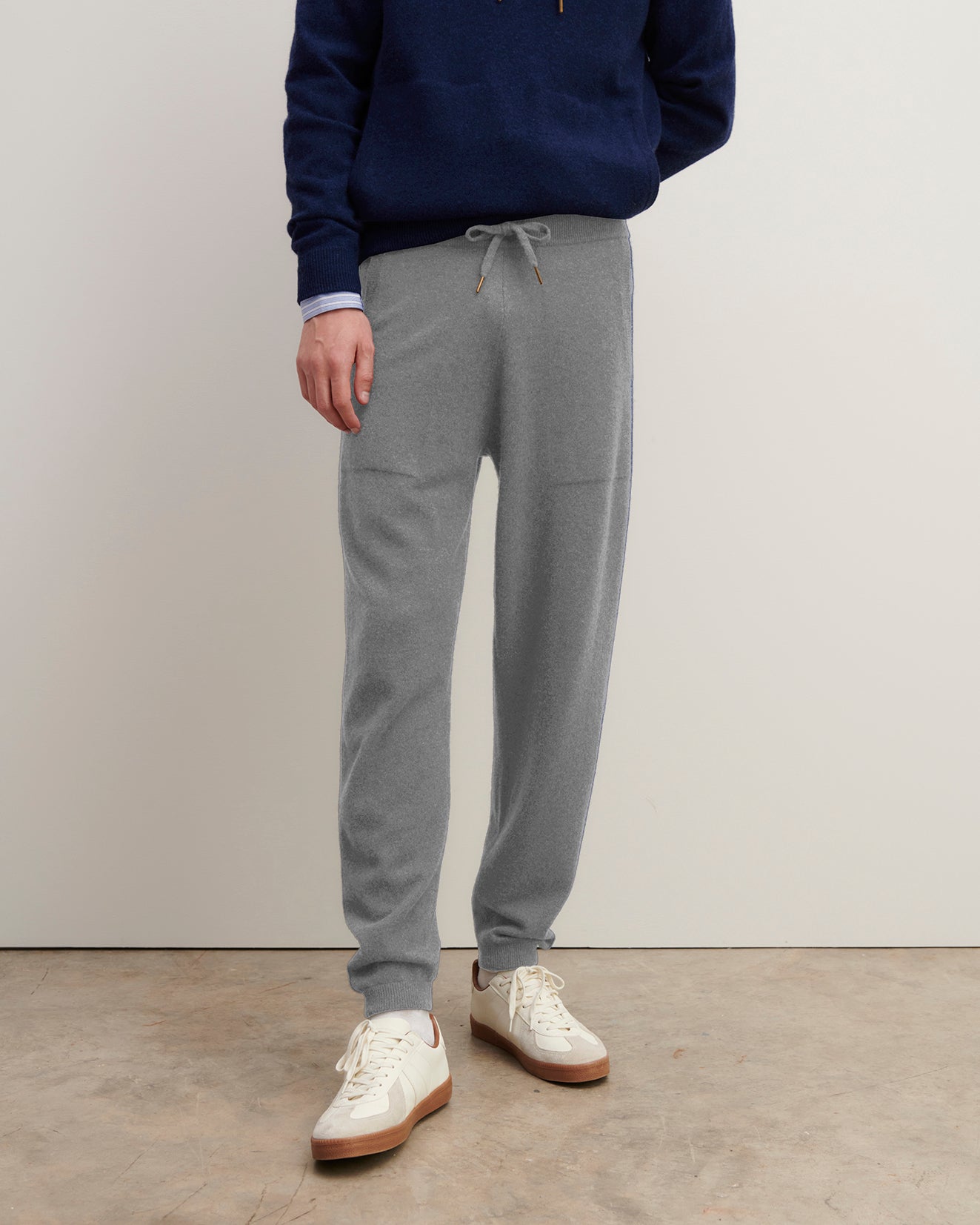Pantalon de jogging-GRIS ARGENTE-100% cachemire