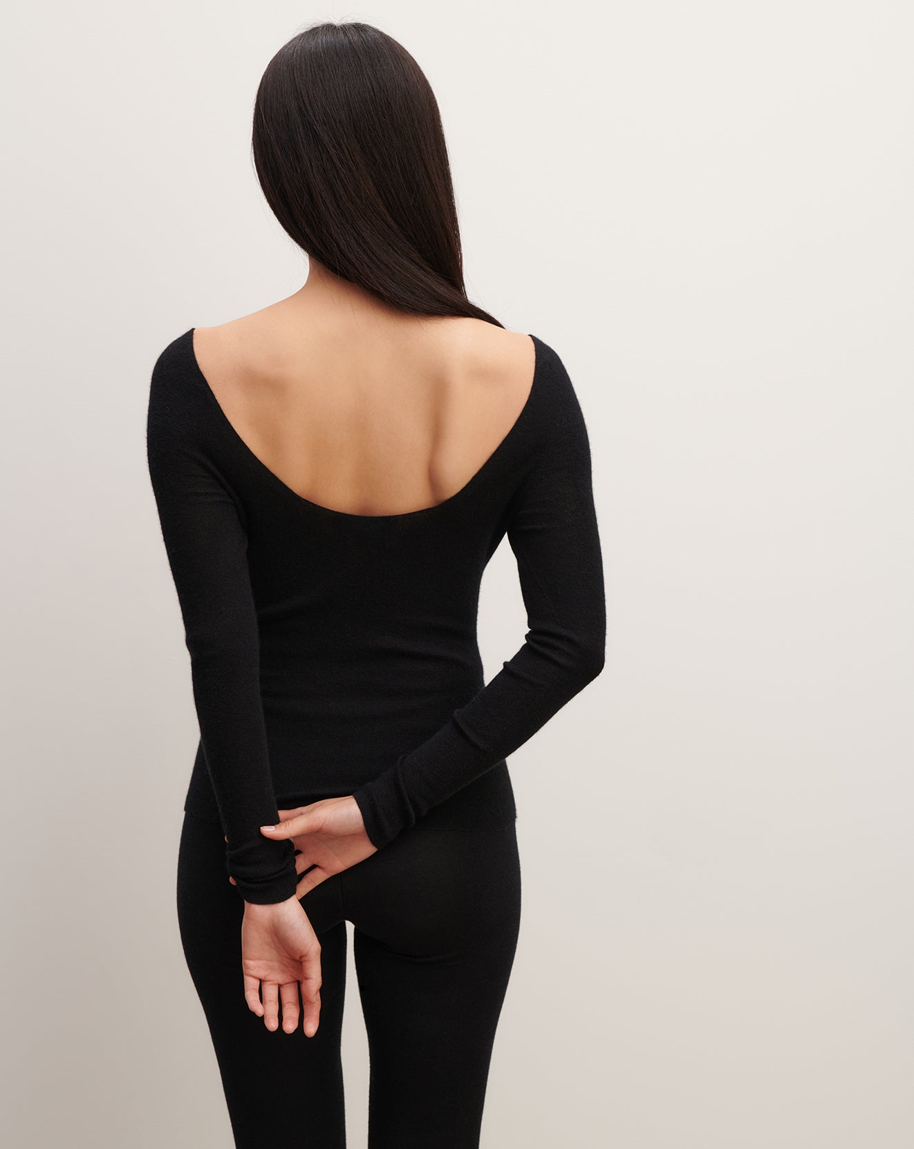Col danseuse ultrafin sans coutures-NOIR-100% CACHEMIRE