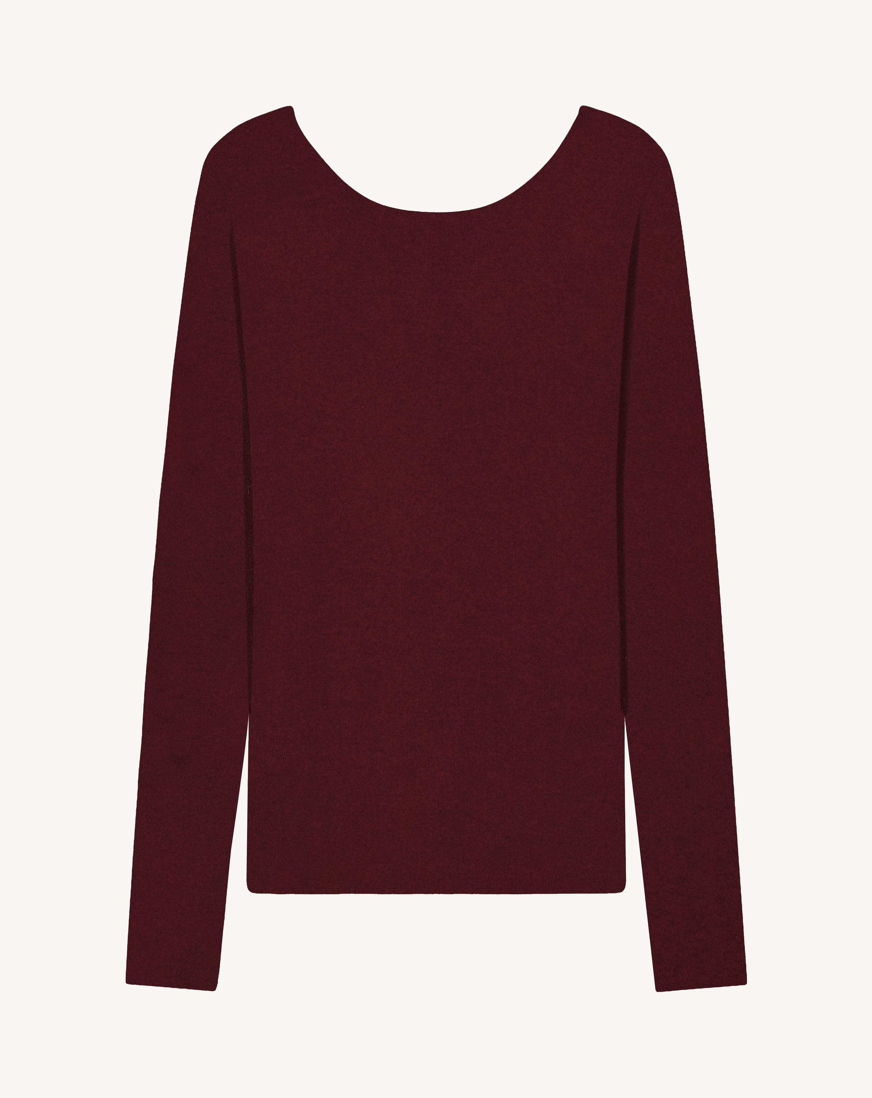 Col danseuse ultrafin sans couture-GRENAT-100% cachemire