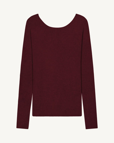 Col danseuse ultrafin sans couture-GRENAT-100% cachemire