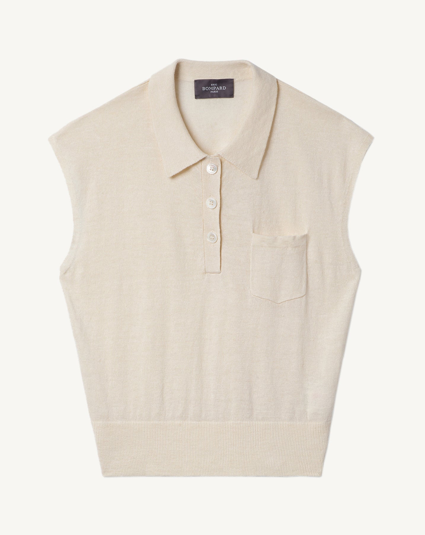 Polo ultrafin en lin et soie-NATUREL-70% LIN 30% SOIE